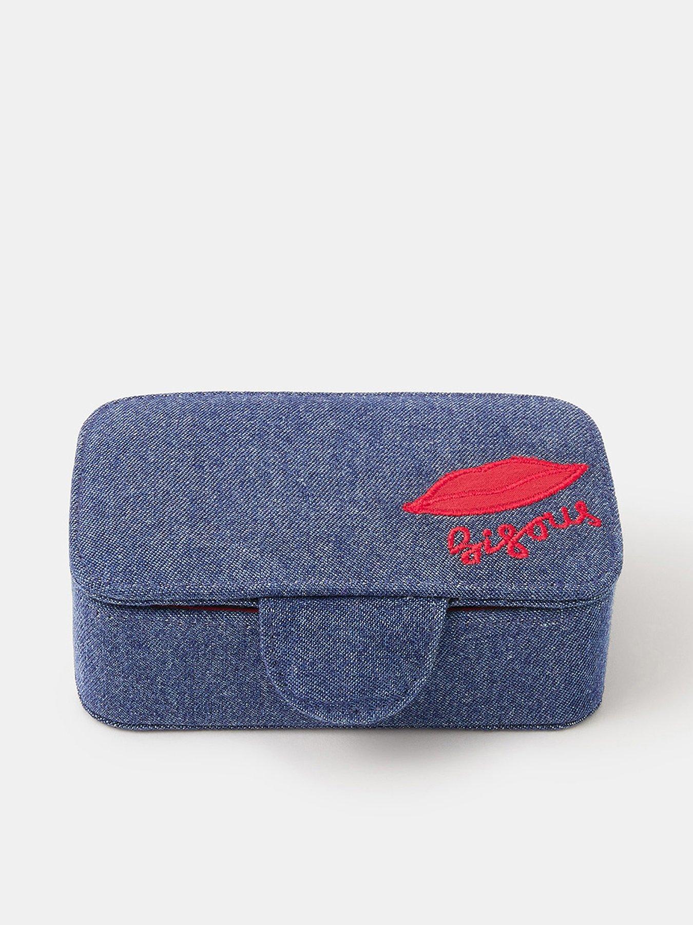 Accessorize Small Paris Denim Jewellery Box - Blue