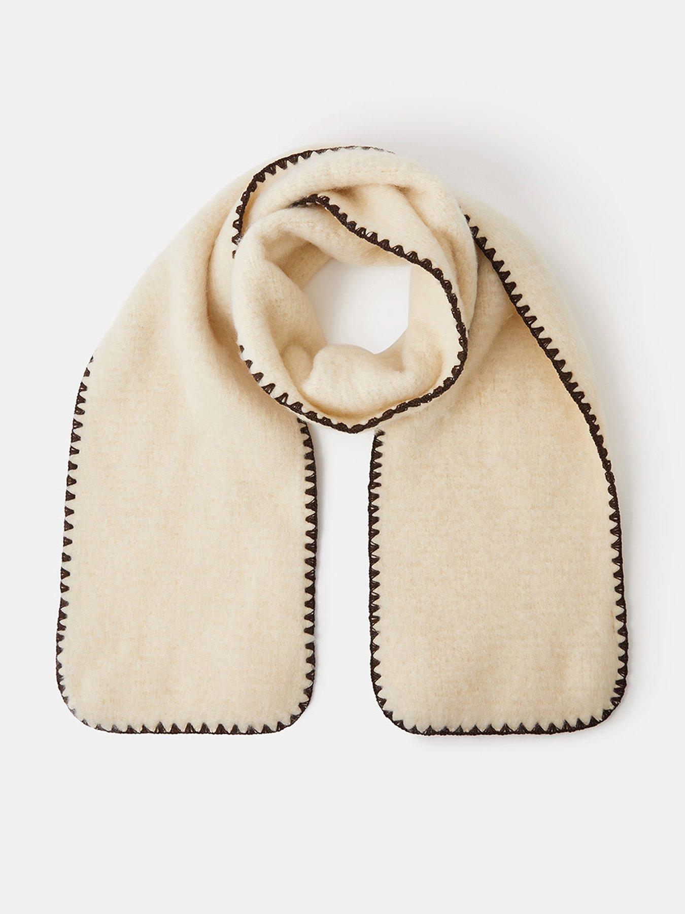 Accessorize Super Soft Blanket Stitch Scarf - Cream
