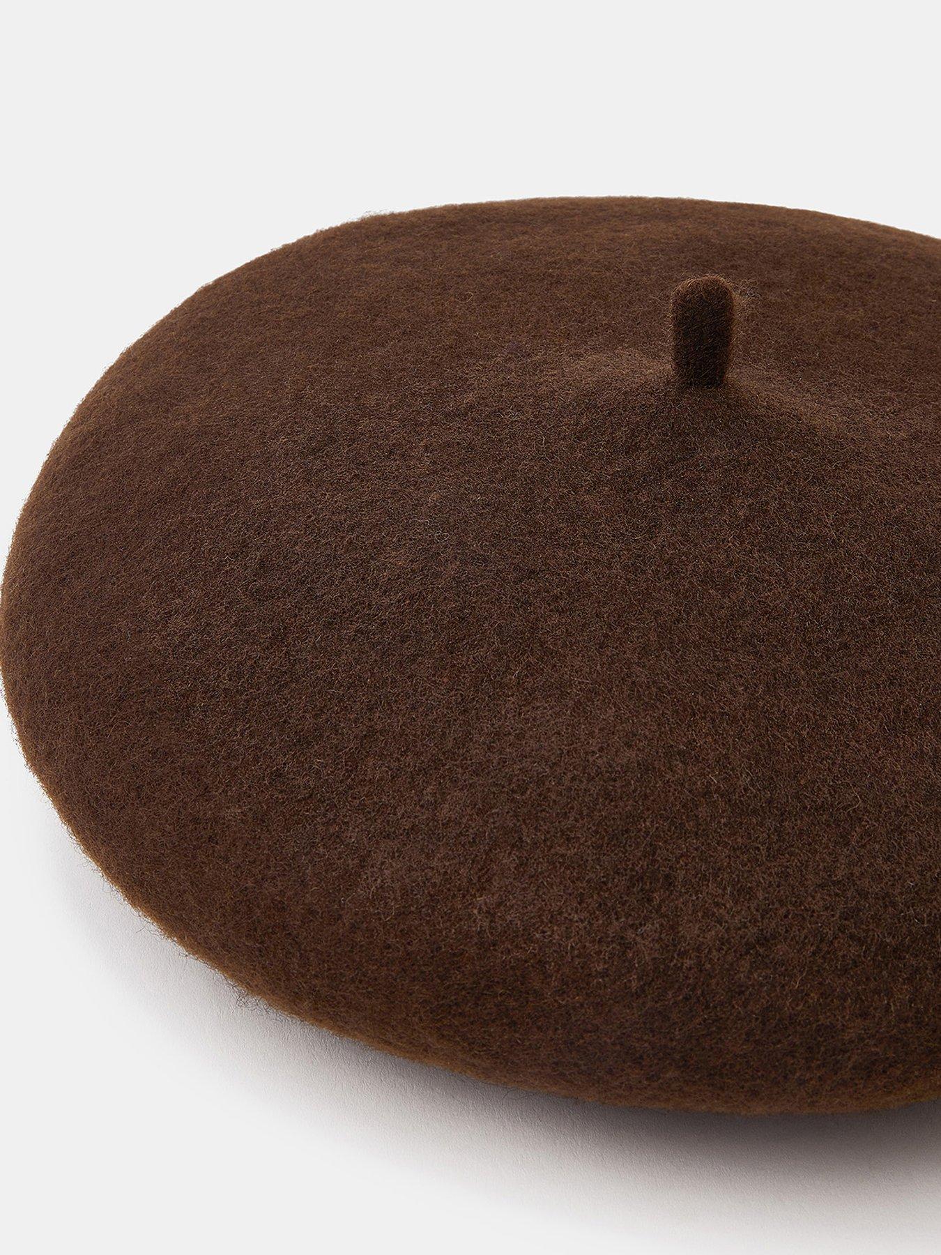 accessorize-plain-wool-beret-chocolateback