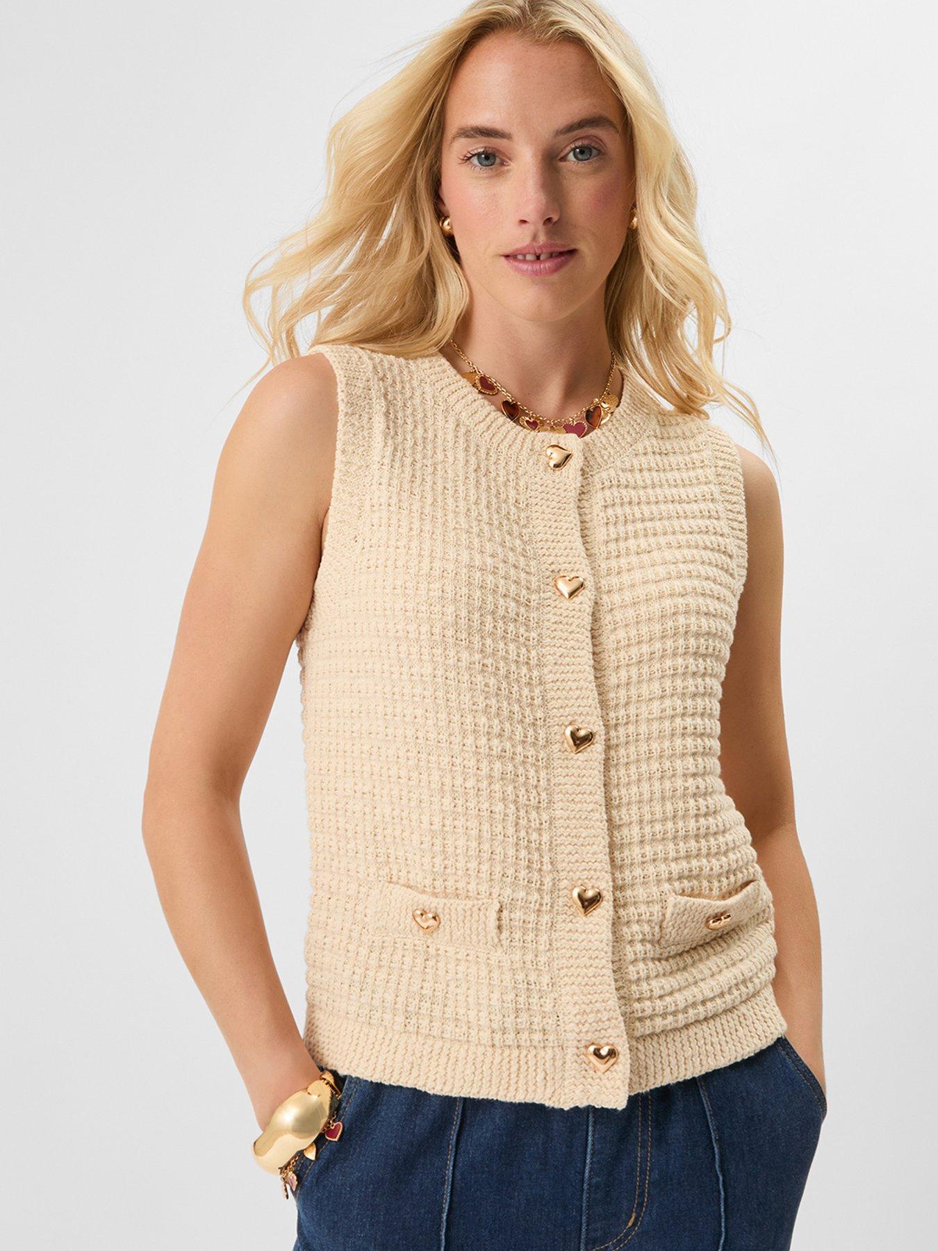 Accessorize Cotton Knit Waistcoat - Cream