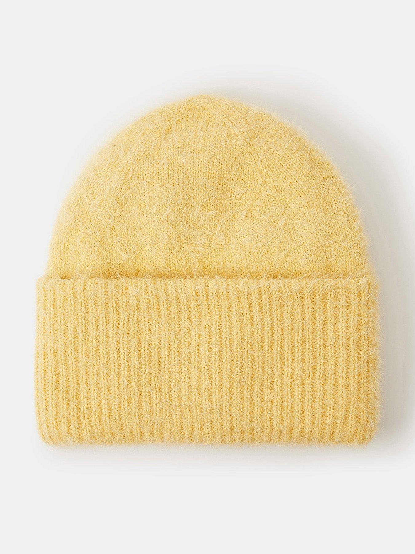 Accessorize Fuzzy Beanie Hat - Yellow