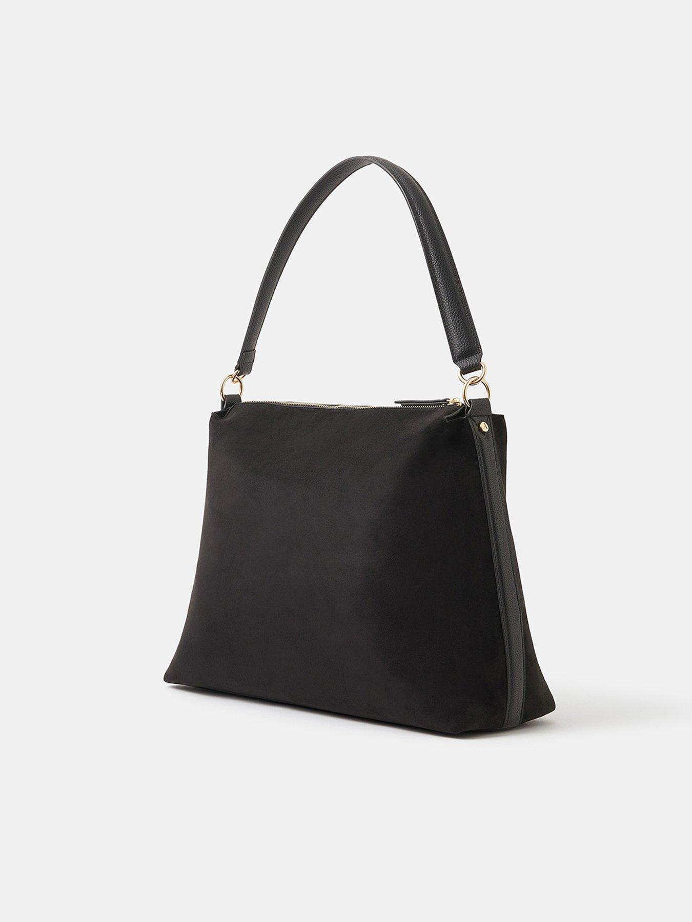 Image 3 of 5 of Accessorize Large Slouchy Suedette Handbag - Black