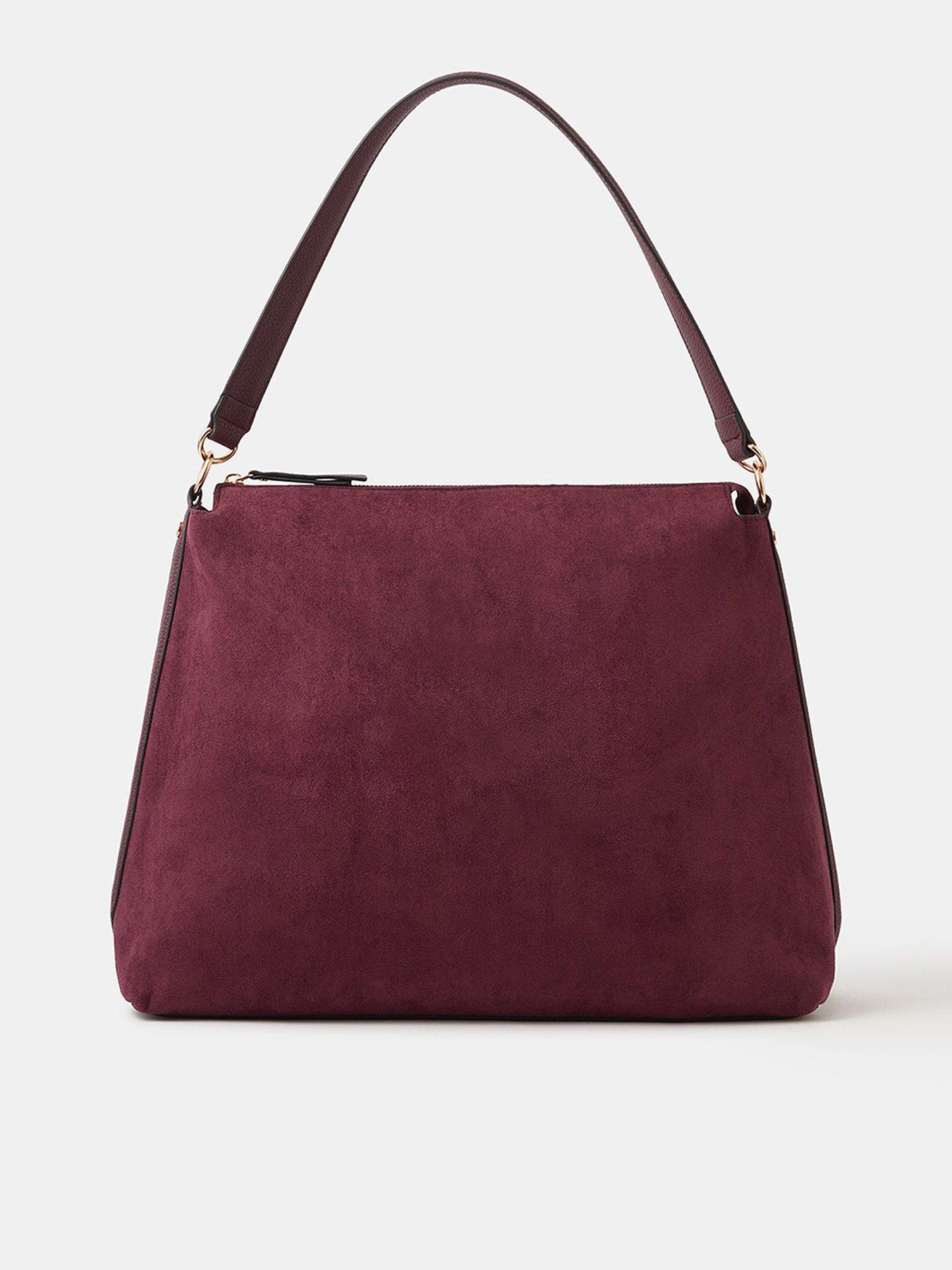 Accessorize Large Slouchy Suedette Handbag - Burgundy
