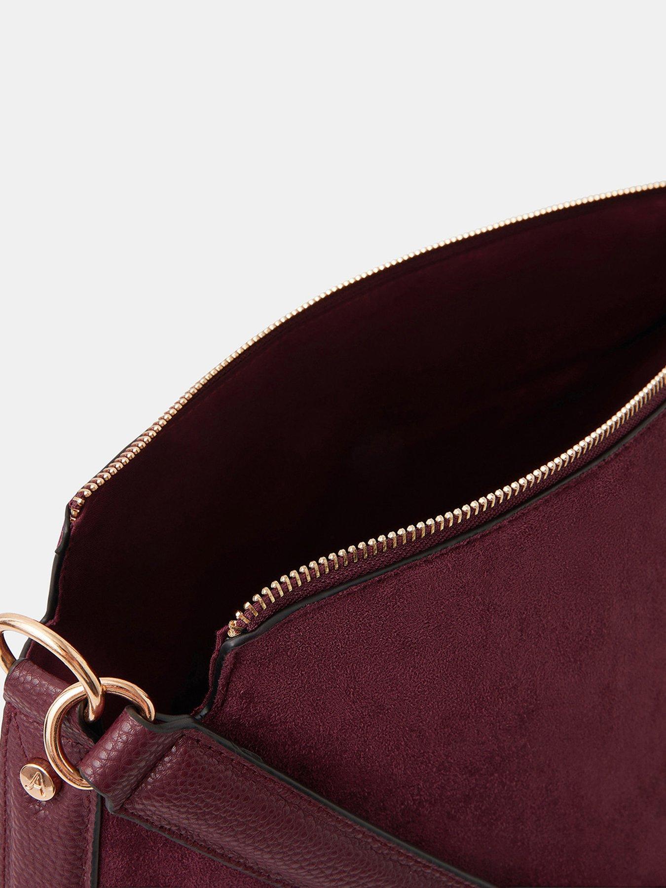 Image 4 of 5 of Accessorize Large Slouchy Suedette Handbag - Burgundy