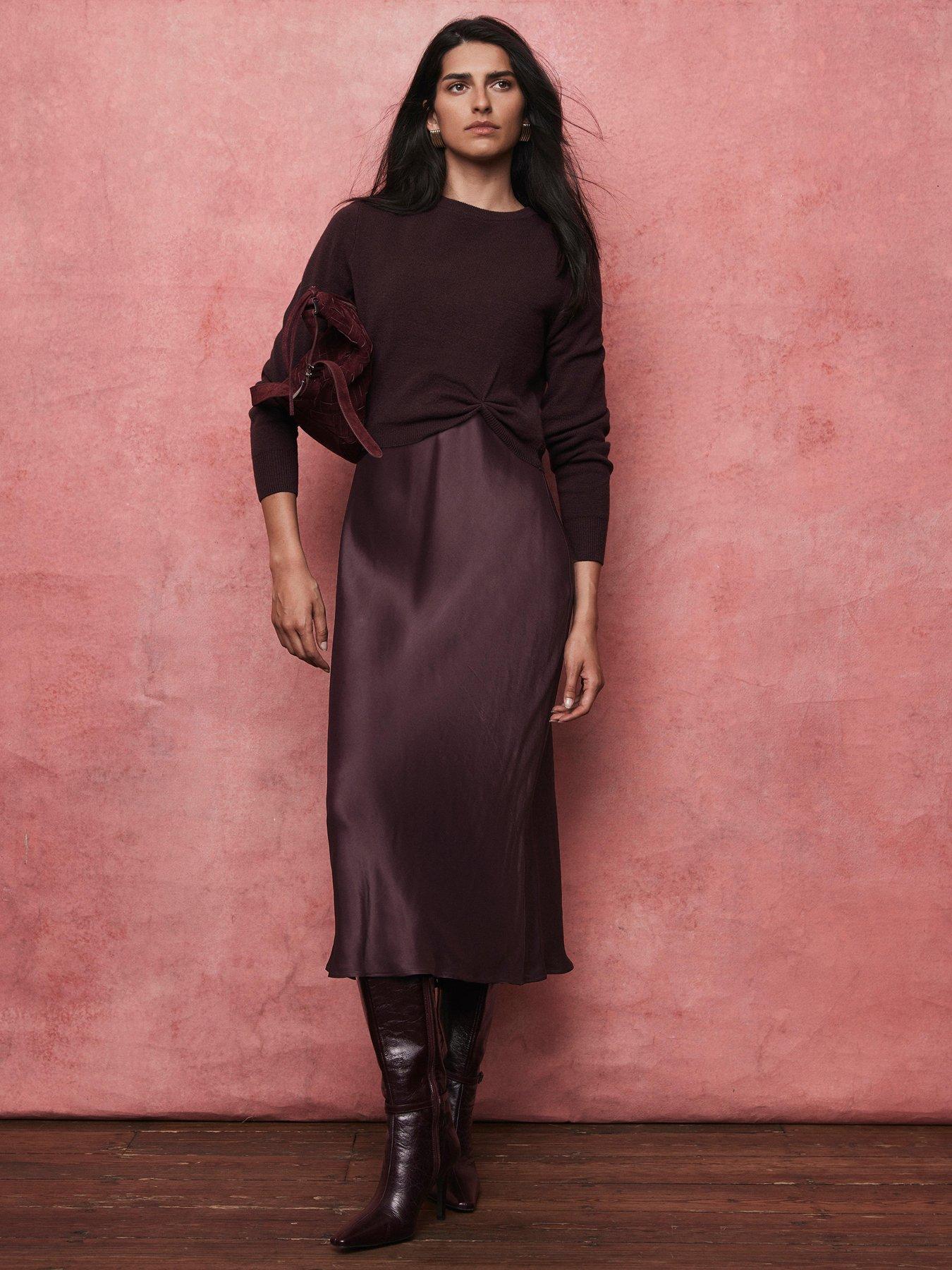Mint Velvet Burgundy Jumper  &  Slip Dress - Red