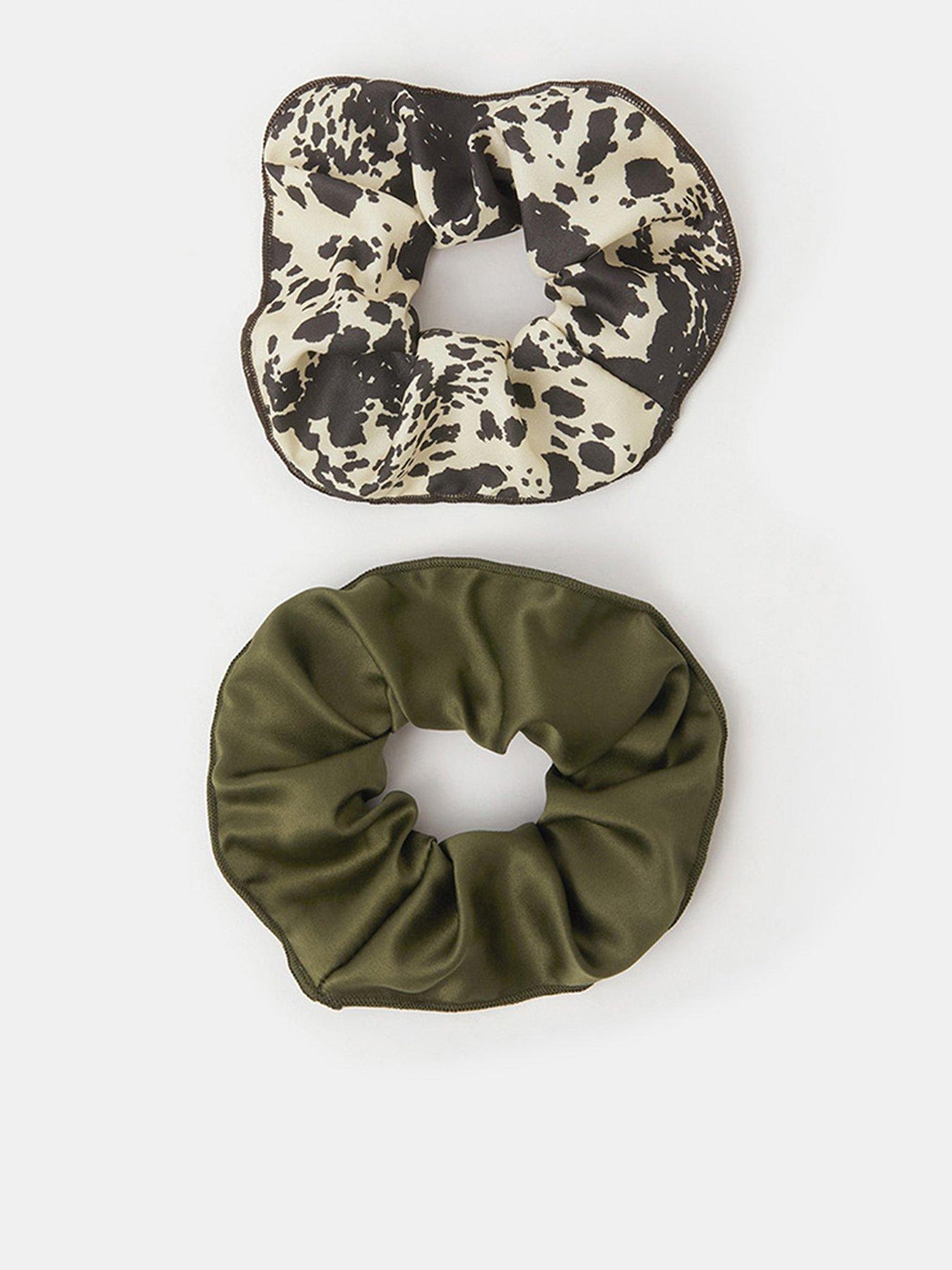 Accessorize 2 Pack Mix Cow Print Hair Scrunchies - Multi