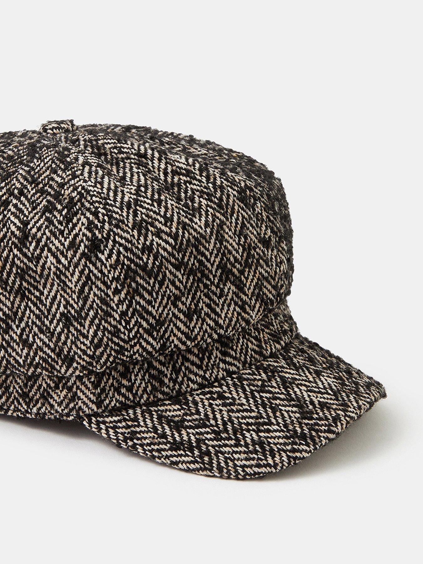 Image 4 of 4 of Accessorize Herringbone Baker Boy Hat - Black