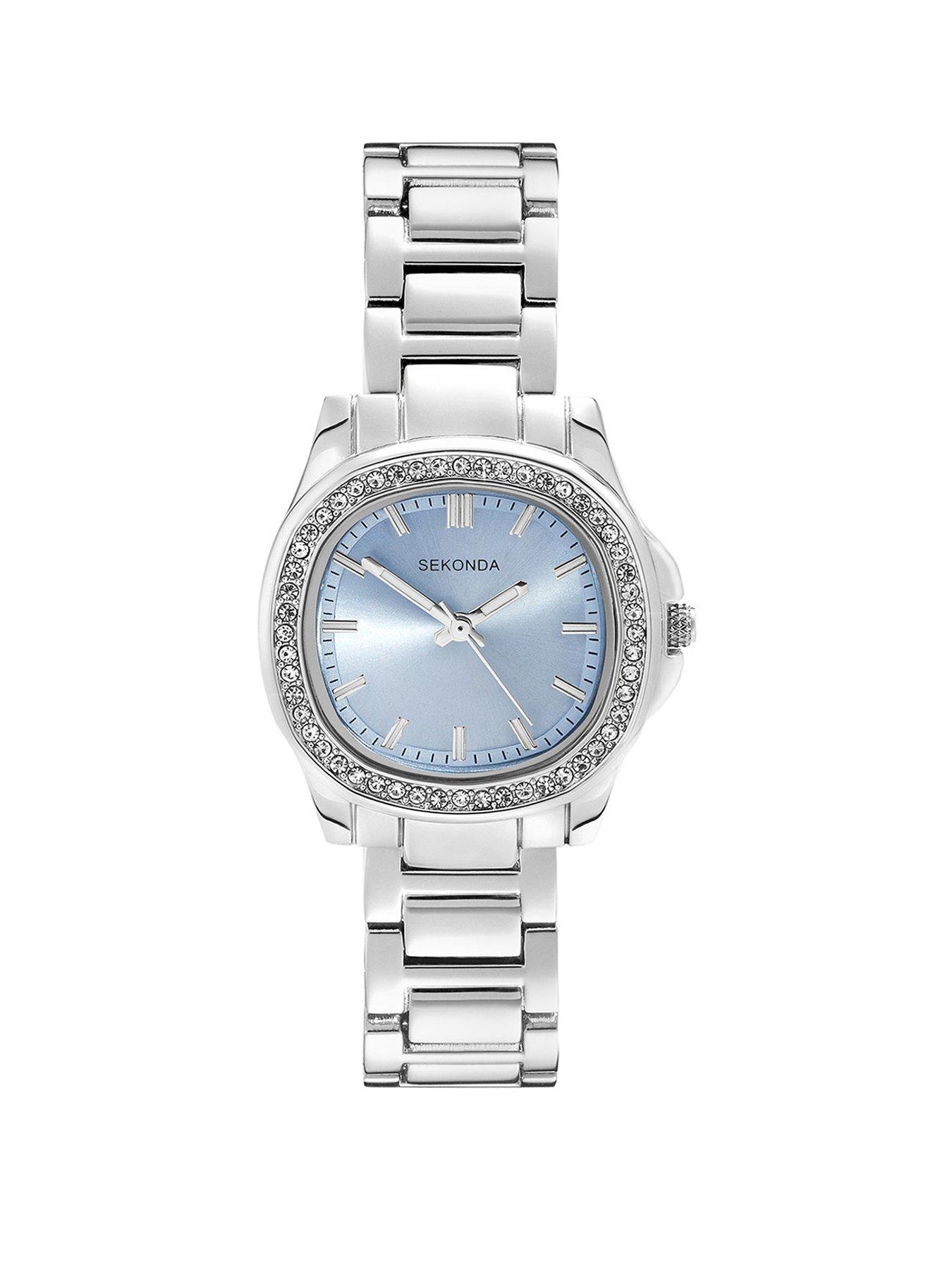 Sekonda Sekonda Womens Octaire Silver Stainless Steel Bracelet with Light Blue Dial Analogue Watch