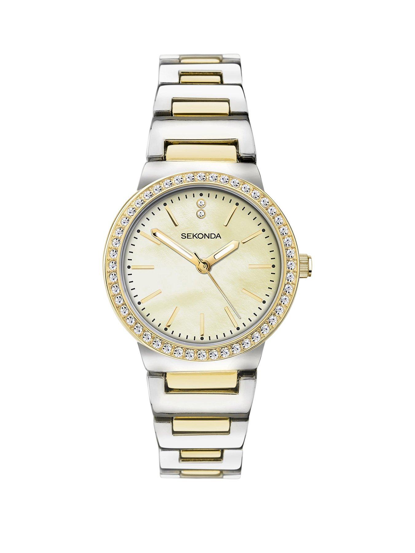 Sekonda Sekonda Womens Amelia Two Tone Alloy Bracelet with Champagne Dial Analogue Watch