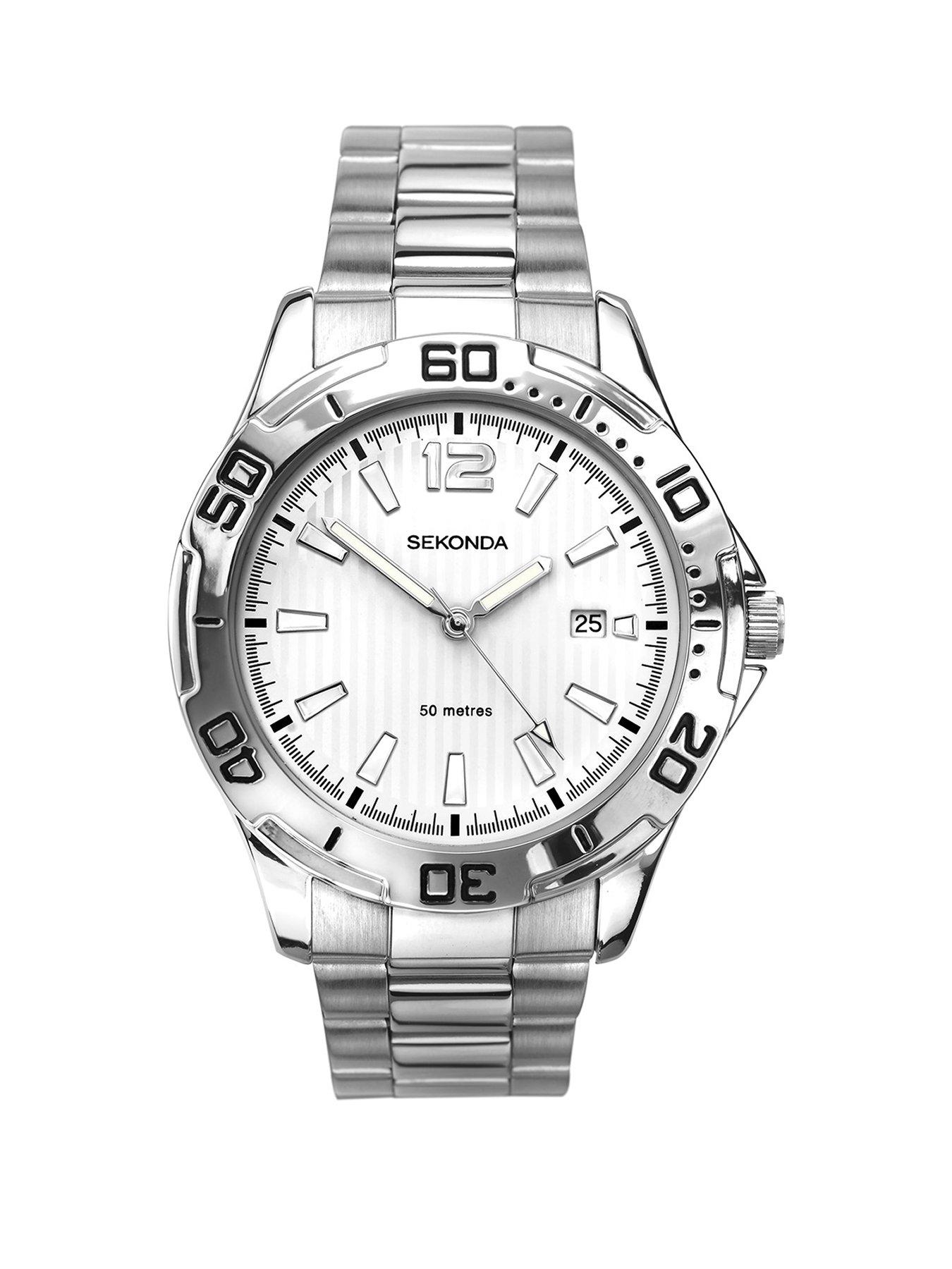 Sekonda Sekonda Mens Caspian Silver Stainless Steel Bracelet with White Dial Analogue Watch
