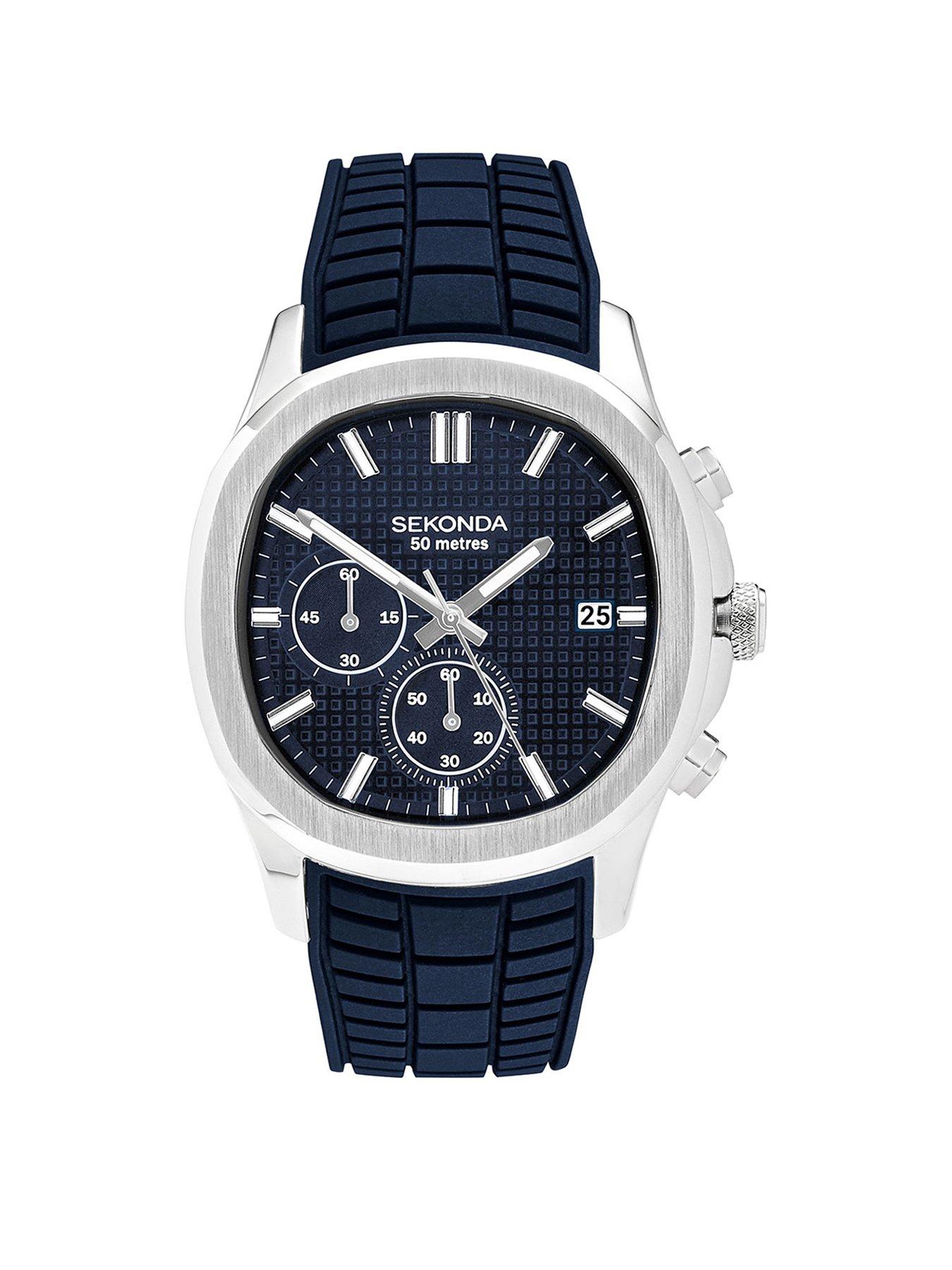 Sekonda Sekonda Mens Octaire Blue Silicone Strap with Blue Dial Chronograph Watch