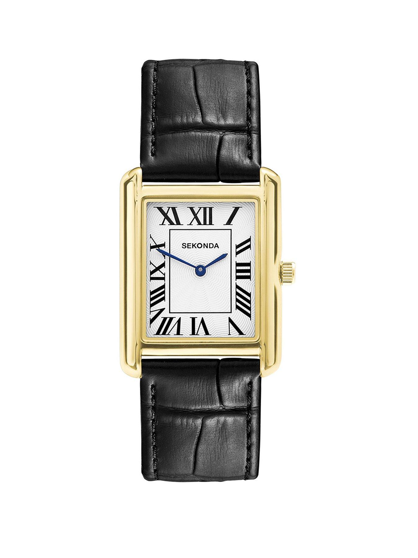 Sekonda Sekonda Mens Clement Black Leather Strap with White Dial Analogue Watch