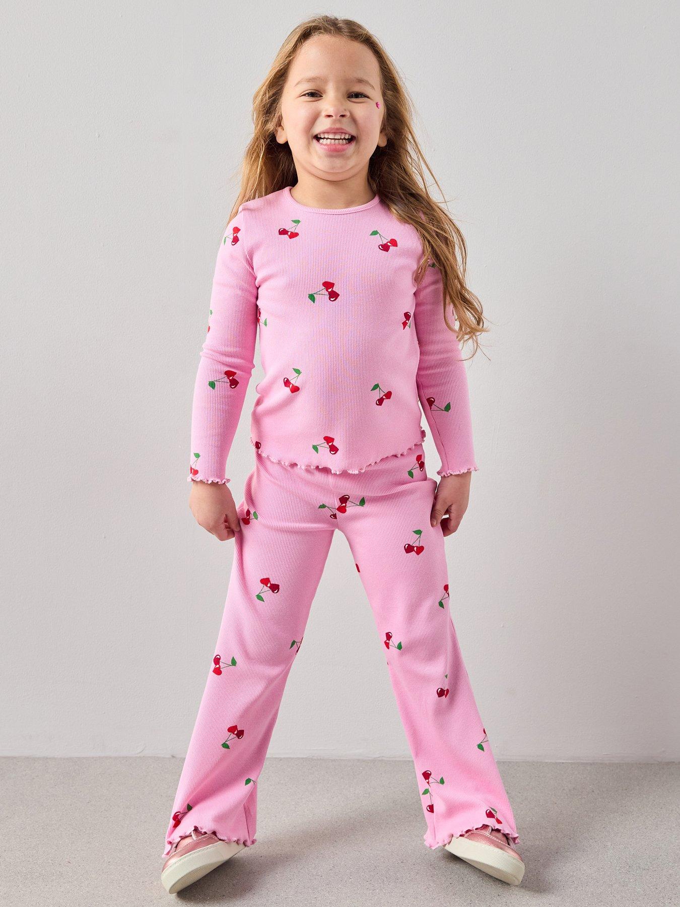 The Very Collection Girls Matching Set Rib Long Sleeve Printed Top