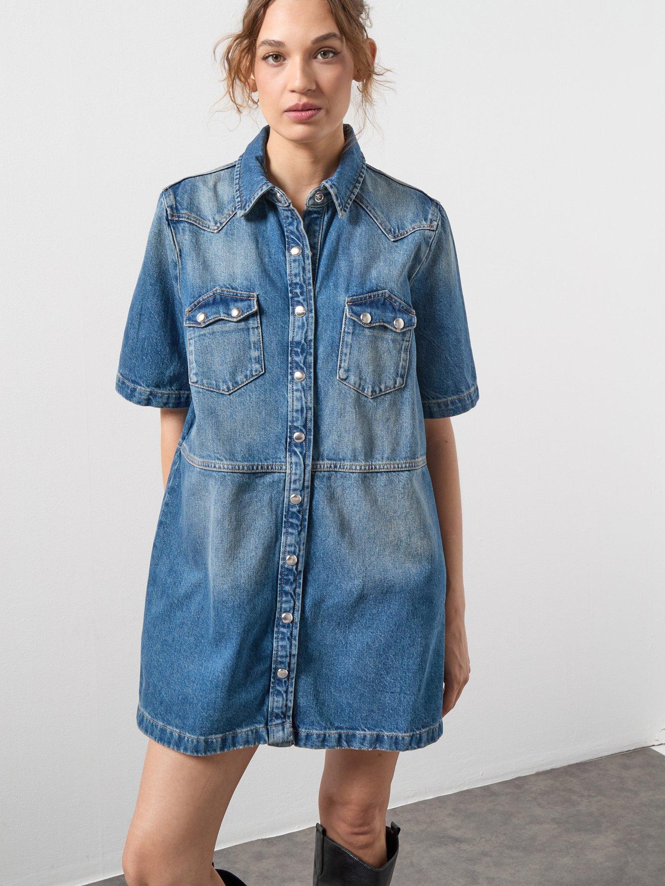 AllSaints Rock Denim Dress - Mid Indigo