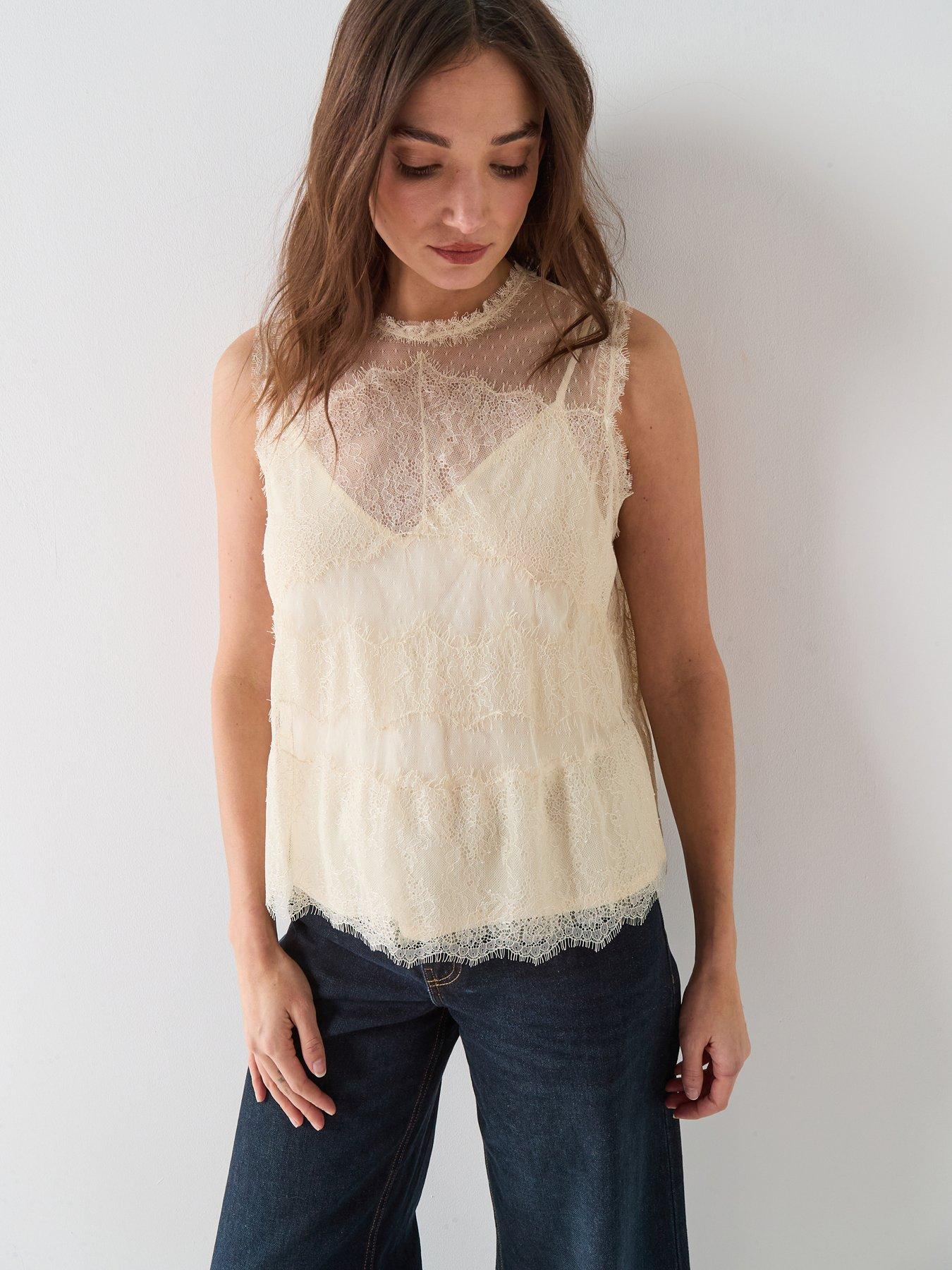 Image 1 of 6 of AllSaints Clara Top - Vintage White