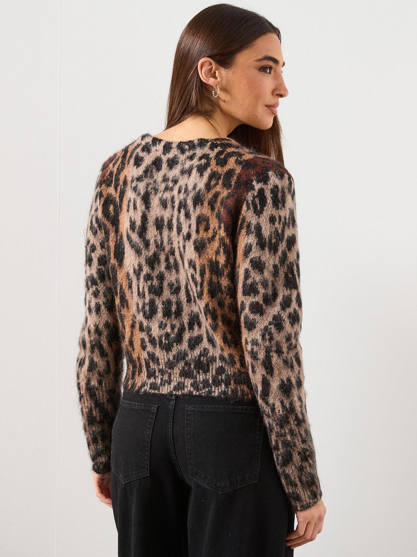 Image 2 of 6 of AllSaints Wick Lex Cardigan In Leopard - Brown