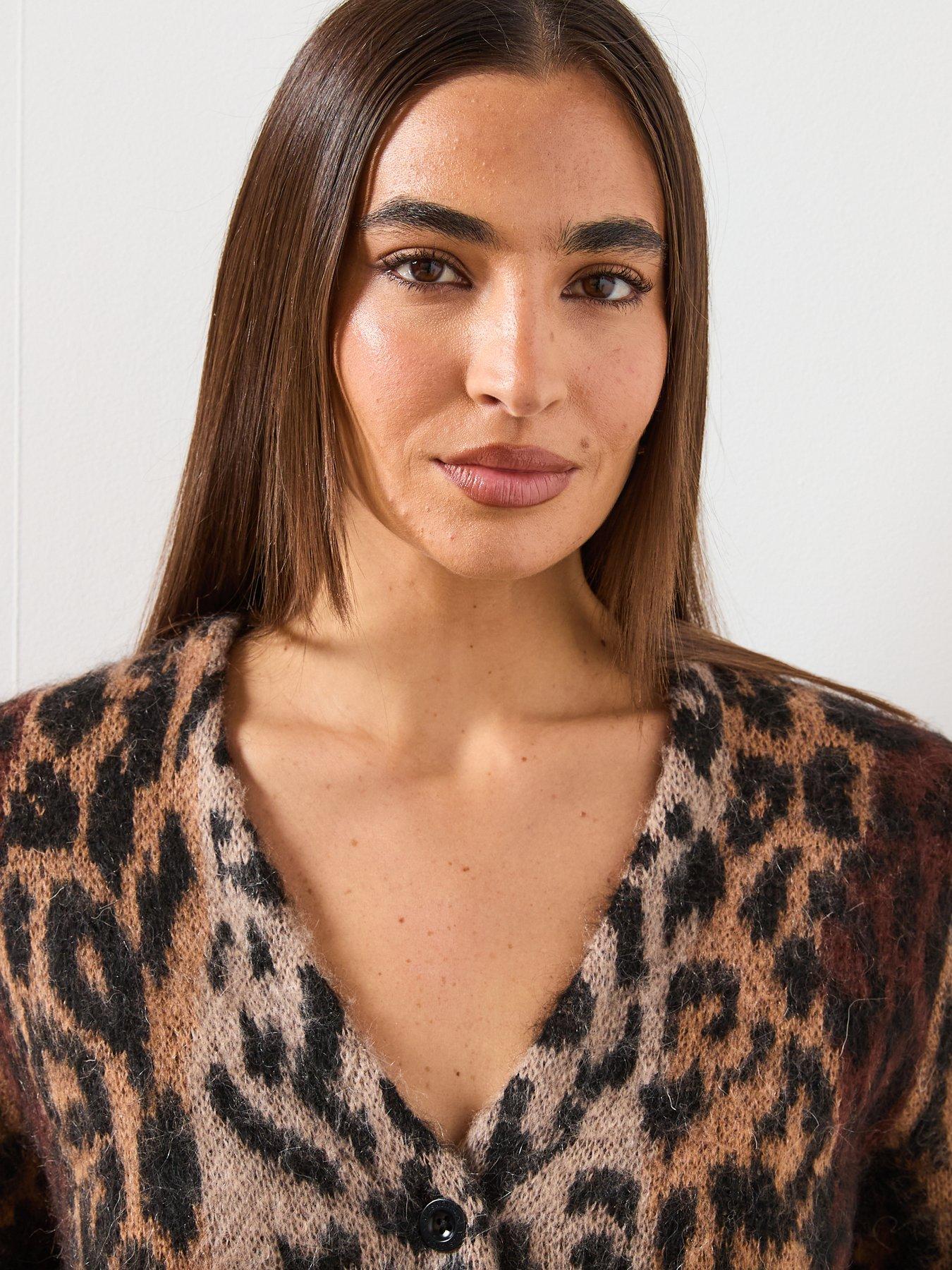 Image 4 of 6 of AllSaints Wick Lex Cardigan In Leopard - Brown