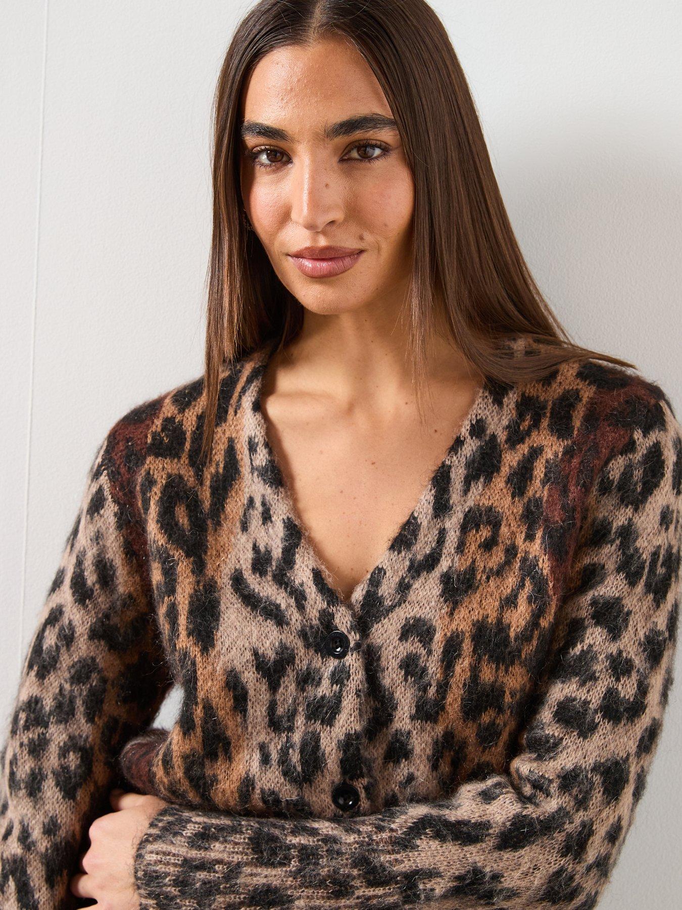 Image 6 of 6 of AllSaints Wick Lex Cardigan In Leopard - Brown