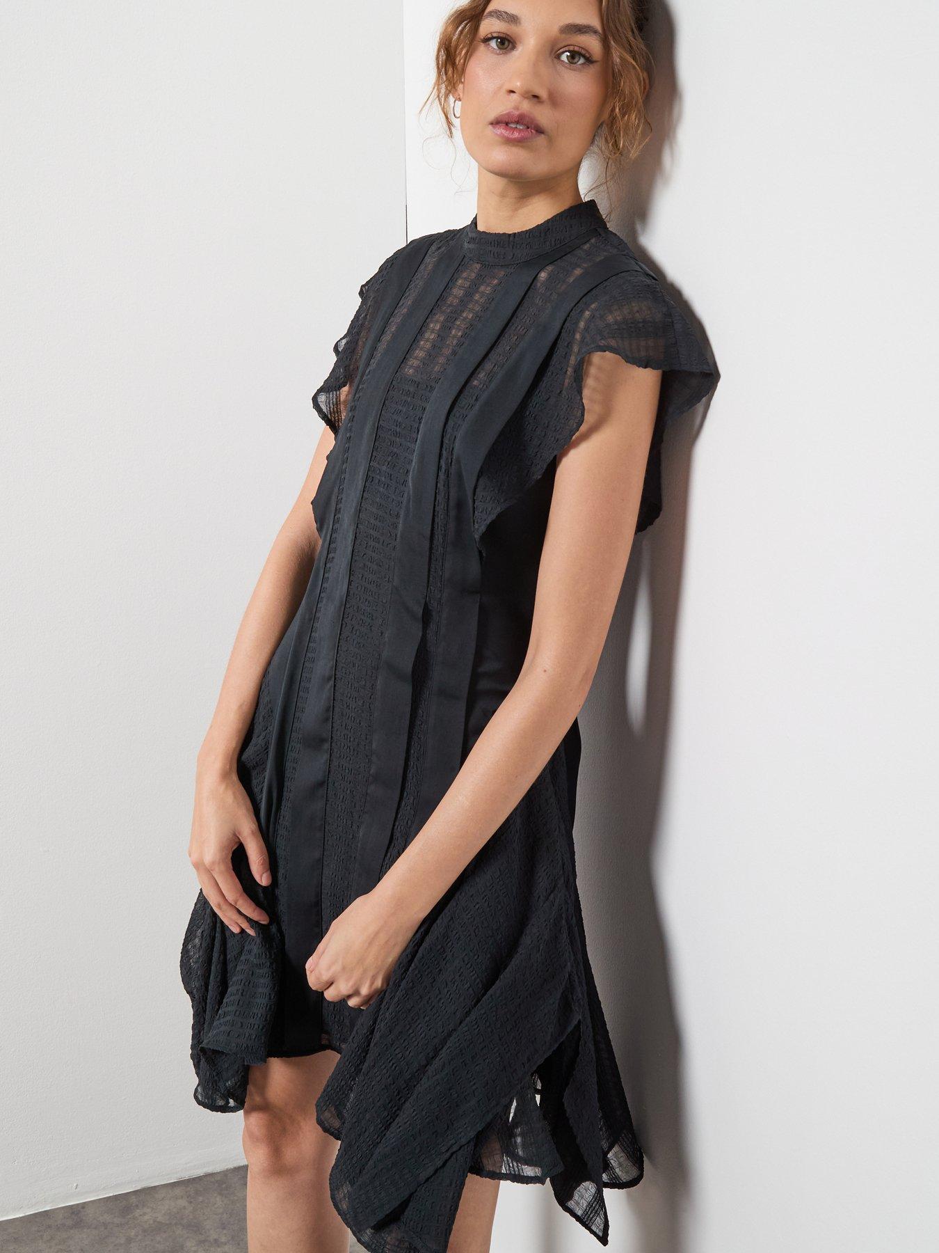 fleur asymmetric hem mini dress AllSaints Texture In - Black SIZE:3X Smiffys Mens 90s Fancy STYLES_A Line All saints featuring a plunging V