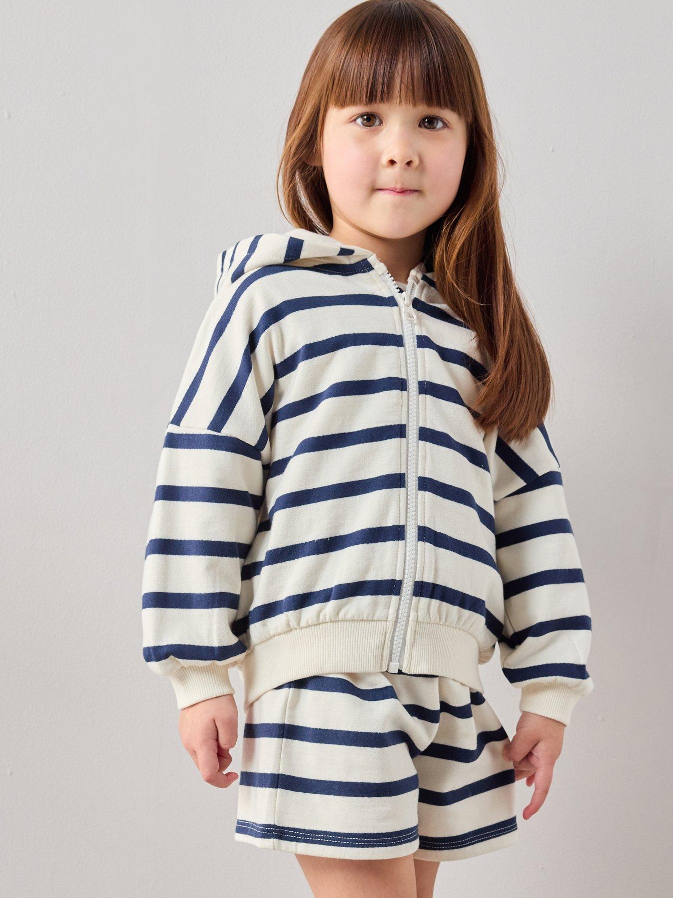 Image 1 of 7 of The Very Collection Girls Cotton Rich Zip Up Sweat Hoody Co-ord - Stripe