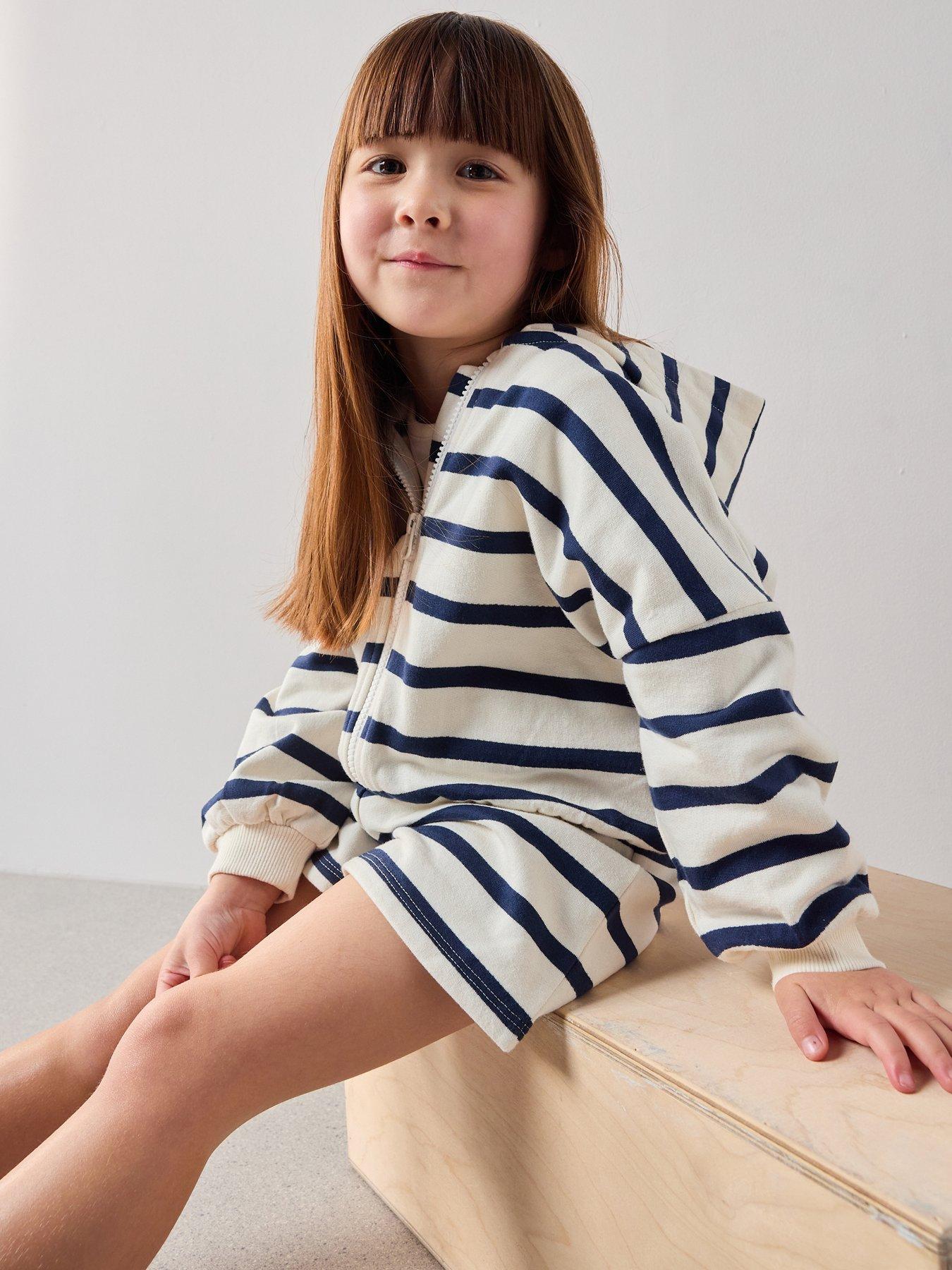 Image 4 of 7 of The Very Collection Girls Cotton Rich Zip Up Sweat Hoody Co-ord - Stripe