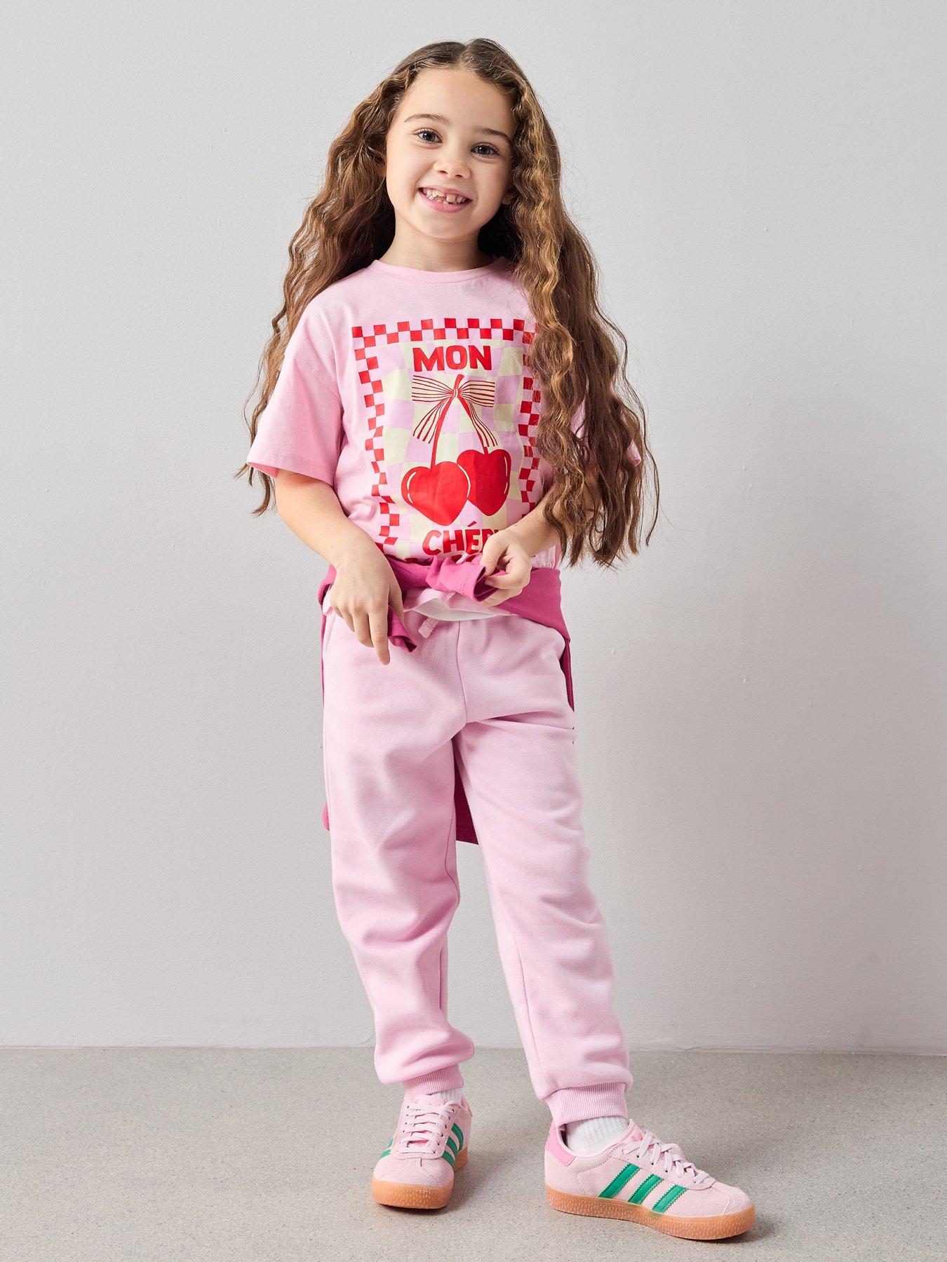 Image 3 of 7 of The Very Collection Girls Matching Set Single Jogger Pink