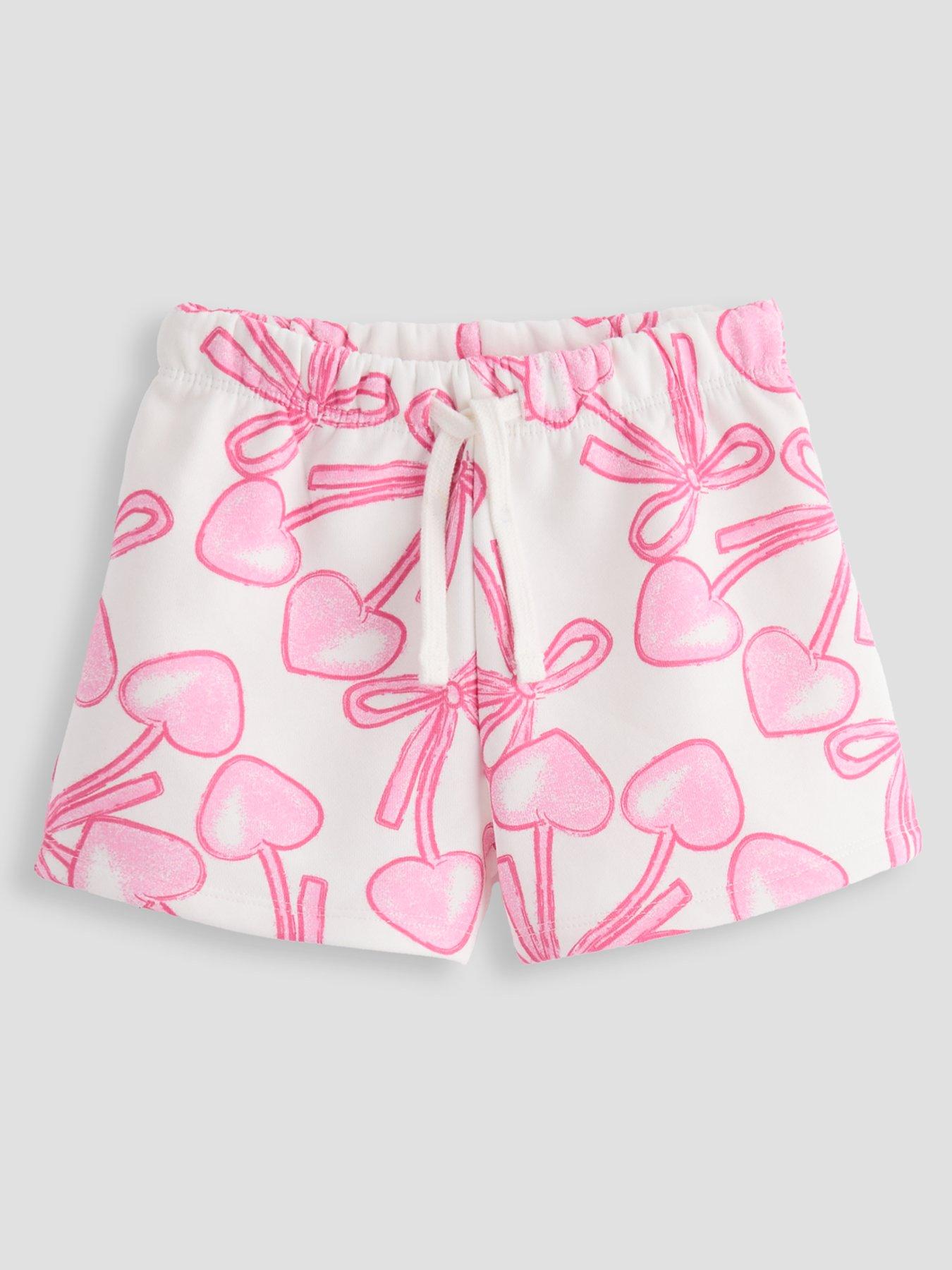 The Very Collection Girls Co-Ord Printed Sweat Shorts - Cream/Pink
