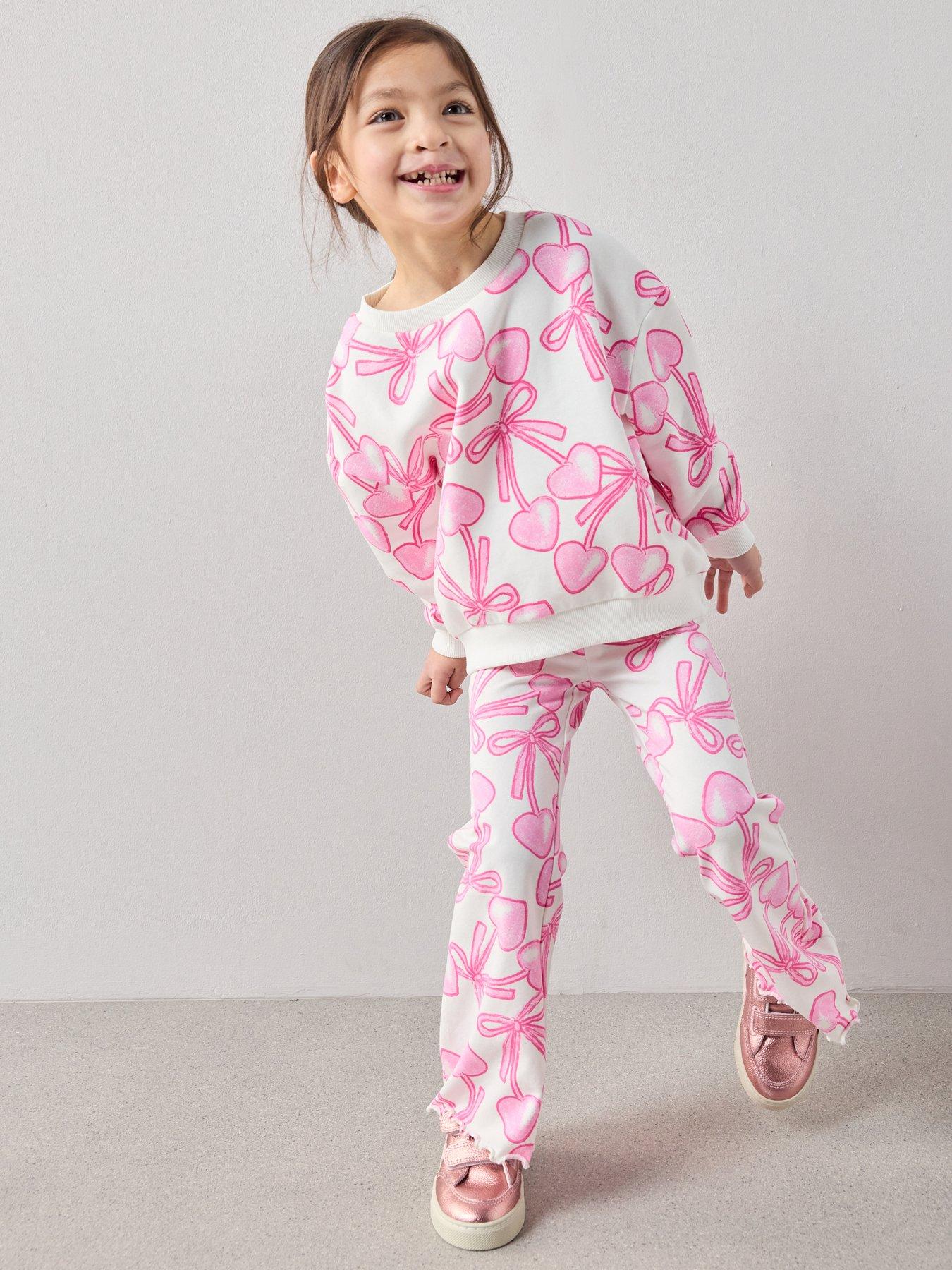 The Very Collection Girls Matching Set Cotton Jersey Legging- Cherry Heart