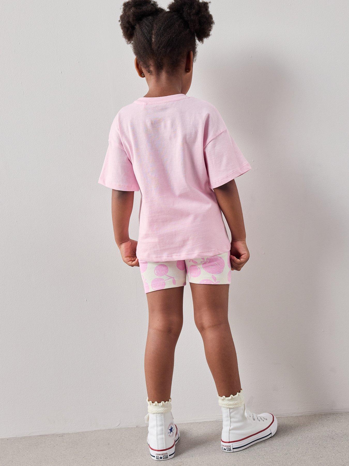 Image 2 of 6 of The Very Collection Girls Oversized Tee And Rib Cycling Short Set