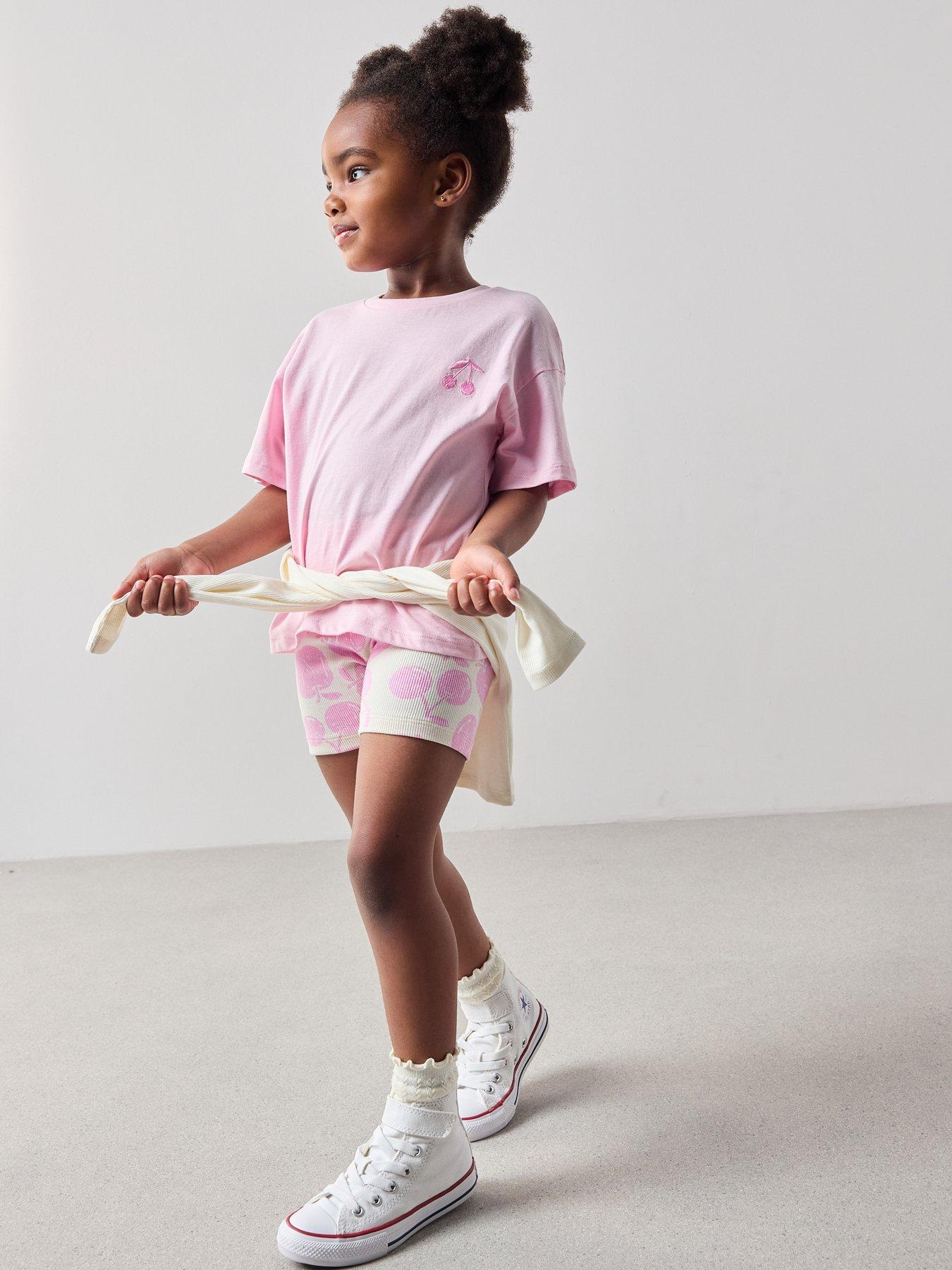 Image 3 of 6 of The Very Collection Girls Oversized Tee And Rib Cycling Short Set