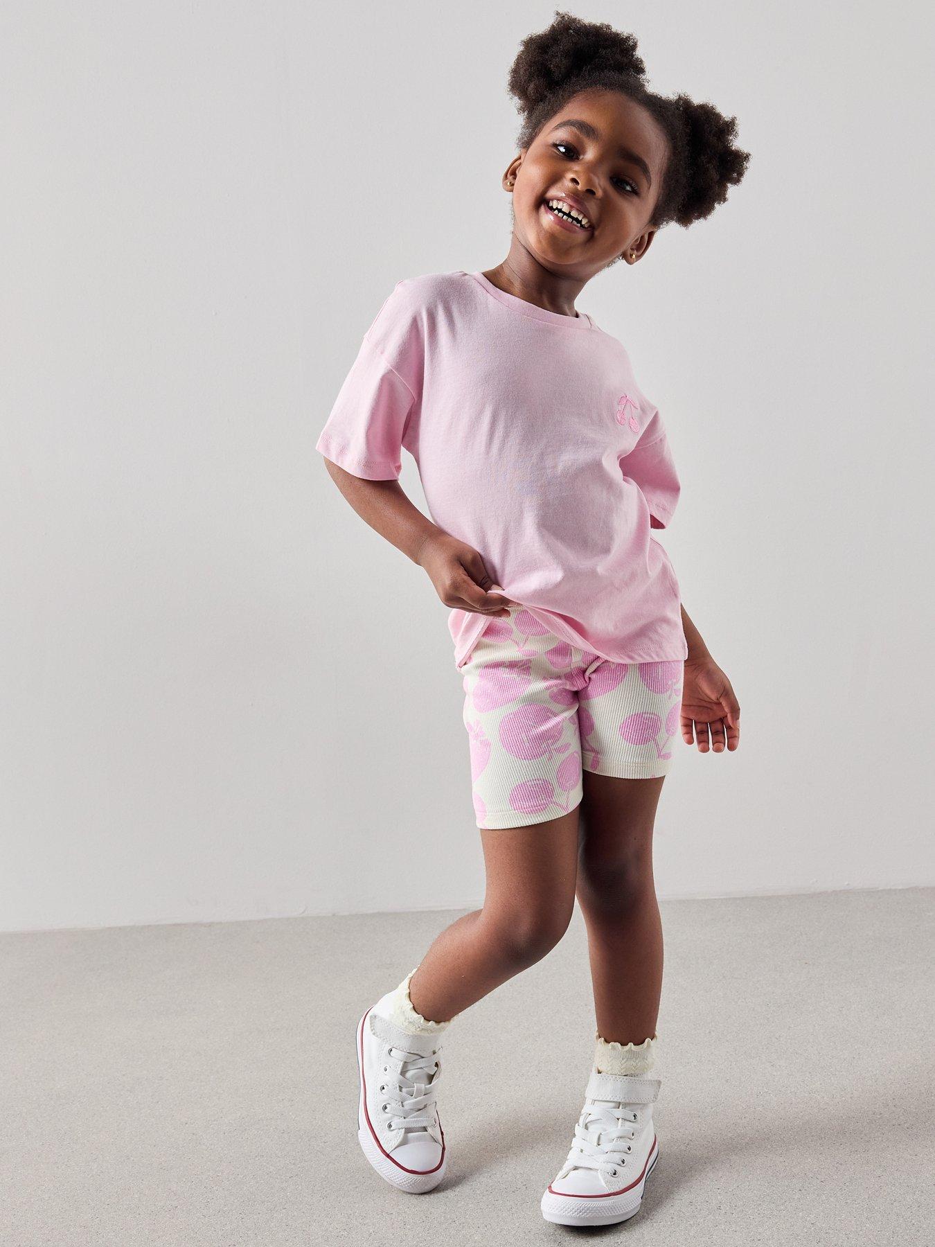 Image 6 of 6 of The Very Collection Girls Oversized Tee And Rib Cycling Short Set