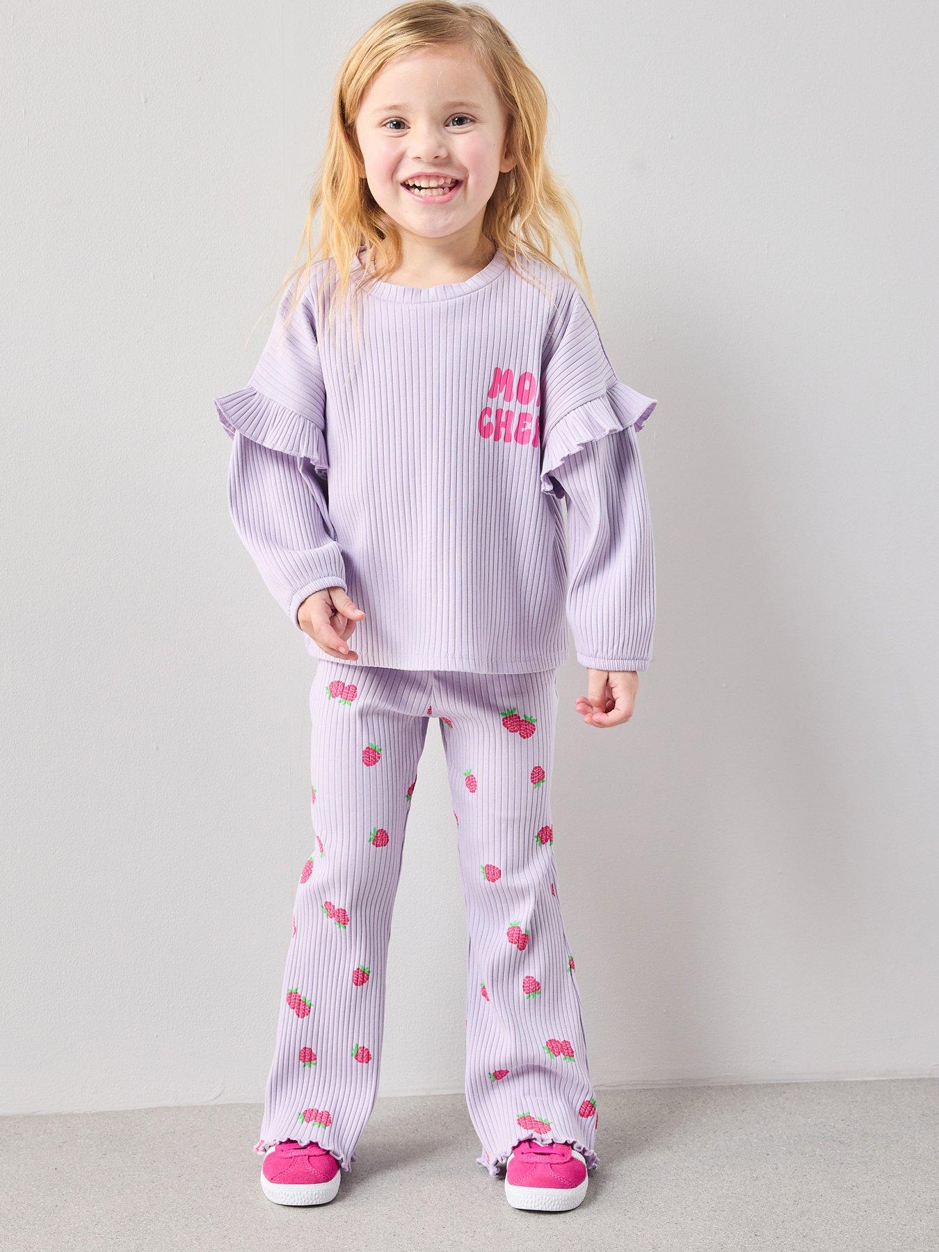Image 1 of 5 of The Very Collection Girls Ribbed Long Sleeve Top and Legging Set &nbsp;- Purple