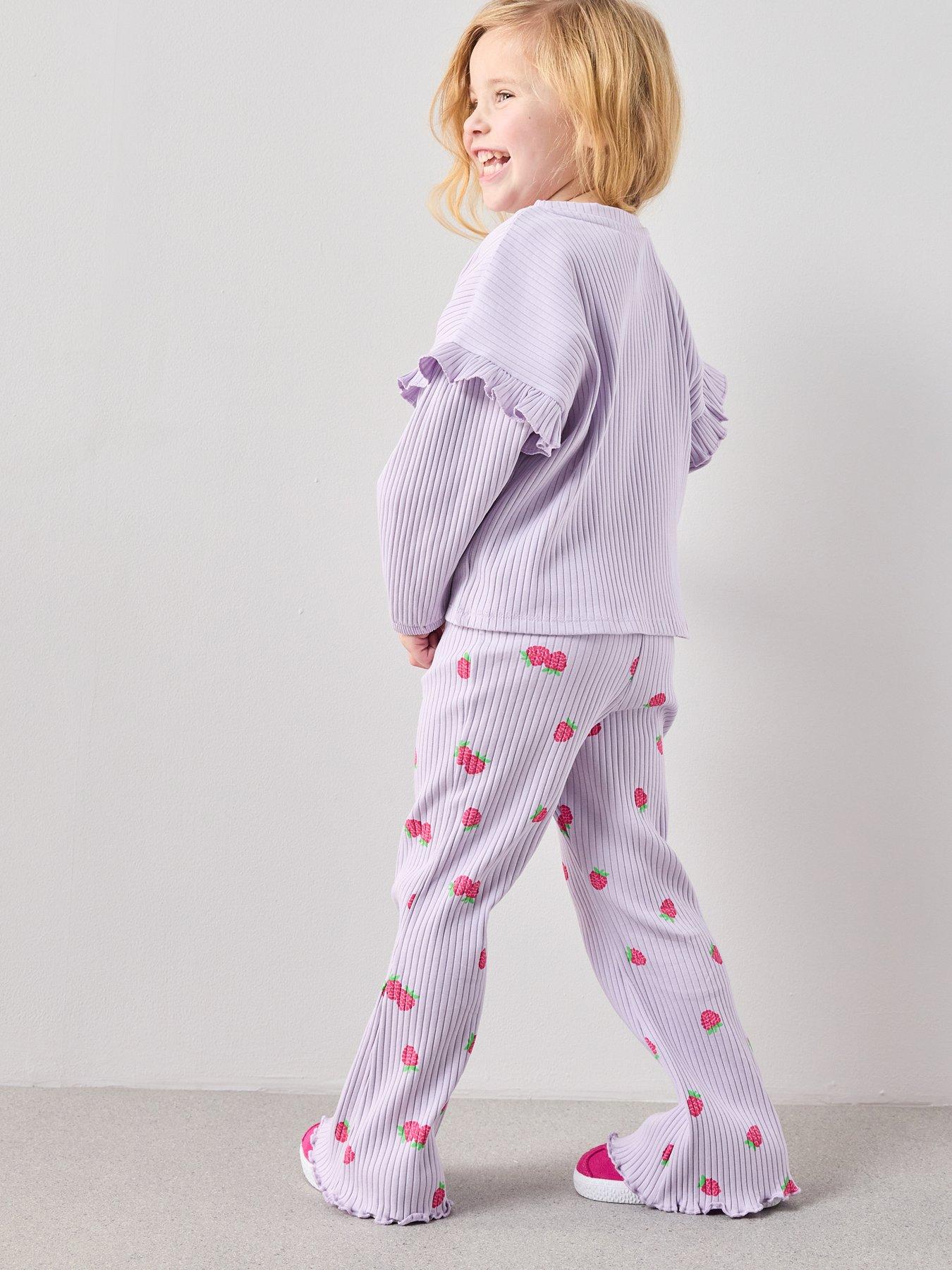 Image 2 of 5 of The Very Collection Girls Ribbed Long Sleeve Top and Legging Set &nbsp;- Purple