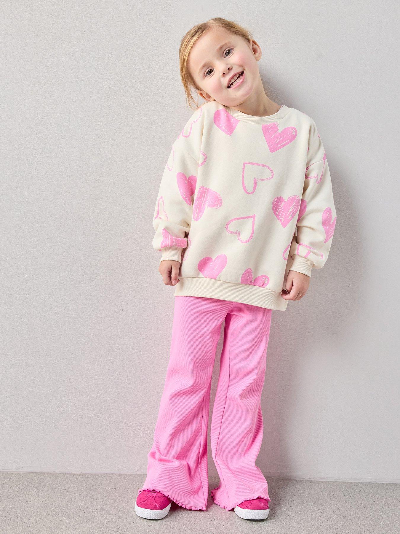 Image 1 of 6 of The Very Collection Girls Sweatshirt And Flare Legging Set - Pink