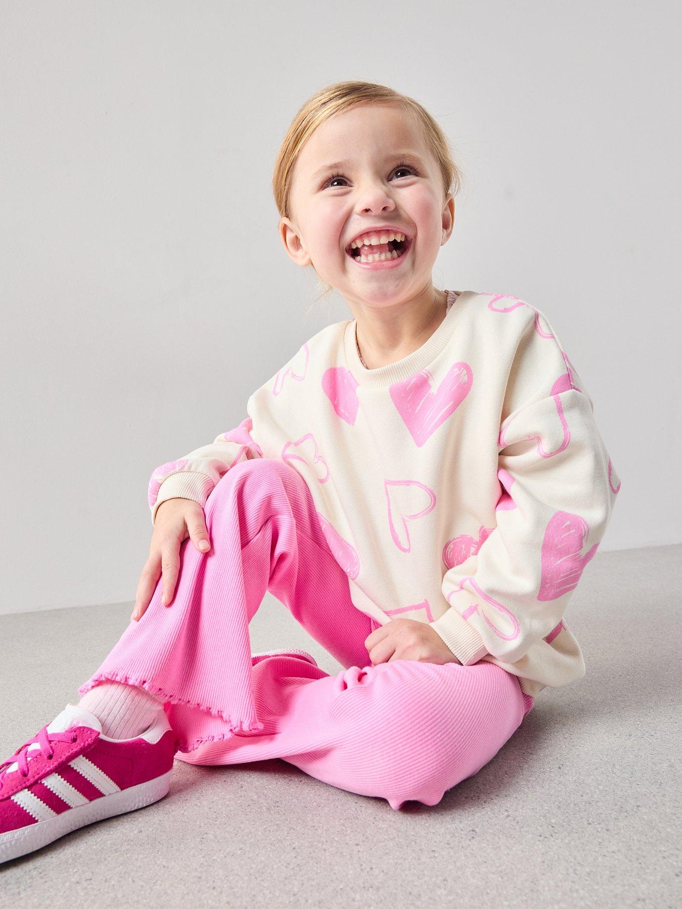 Image 3 of 6 of The Very Collection Girls Sweatshirt And Flare Legging Set - Pink