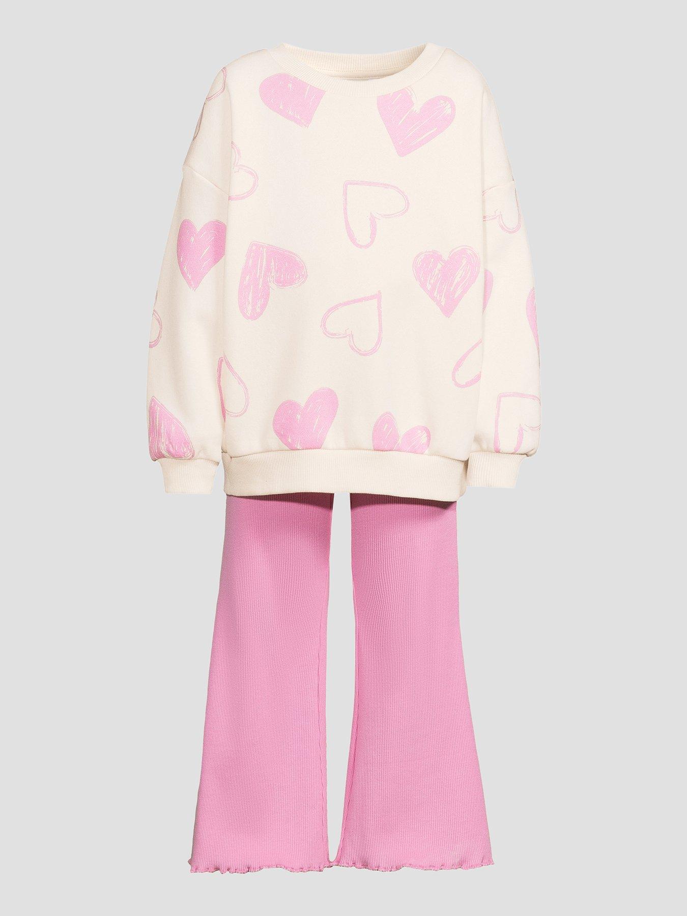 Image 6 of 6 of The Very Collection Girls Sweatshirt And Flare Legging Set - Pink
