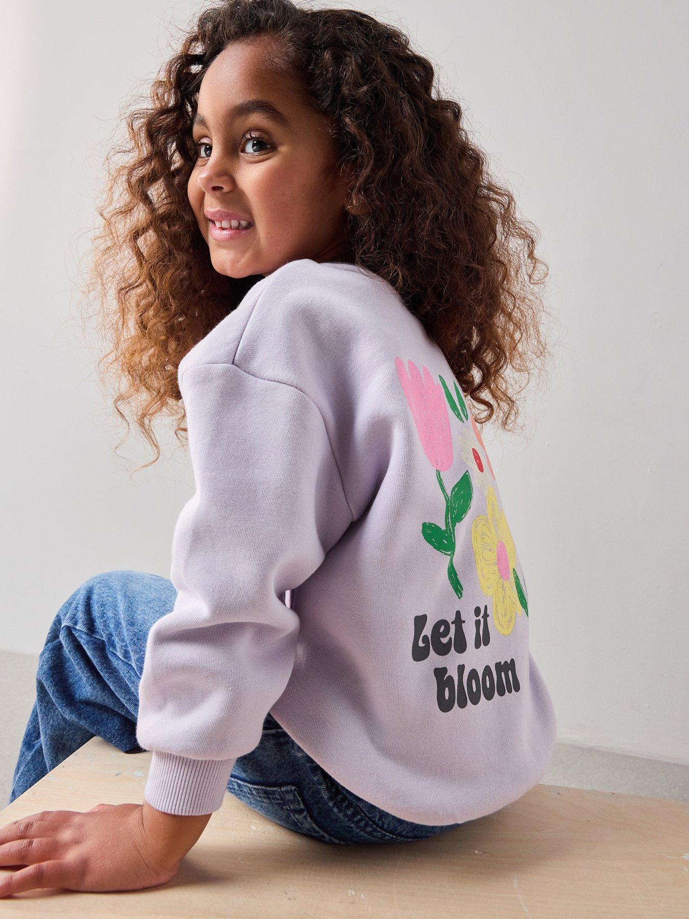 Image 1 of 6 of The Very Collection Girls Back Print Floral Sweat
