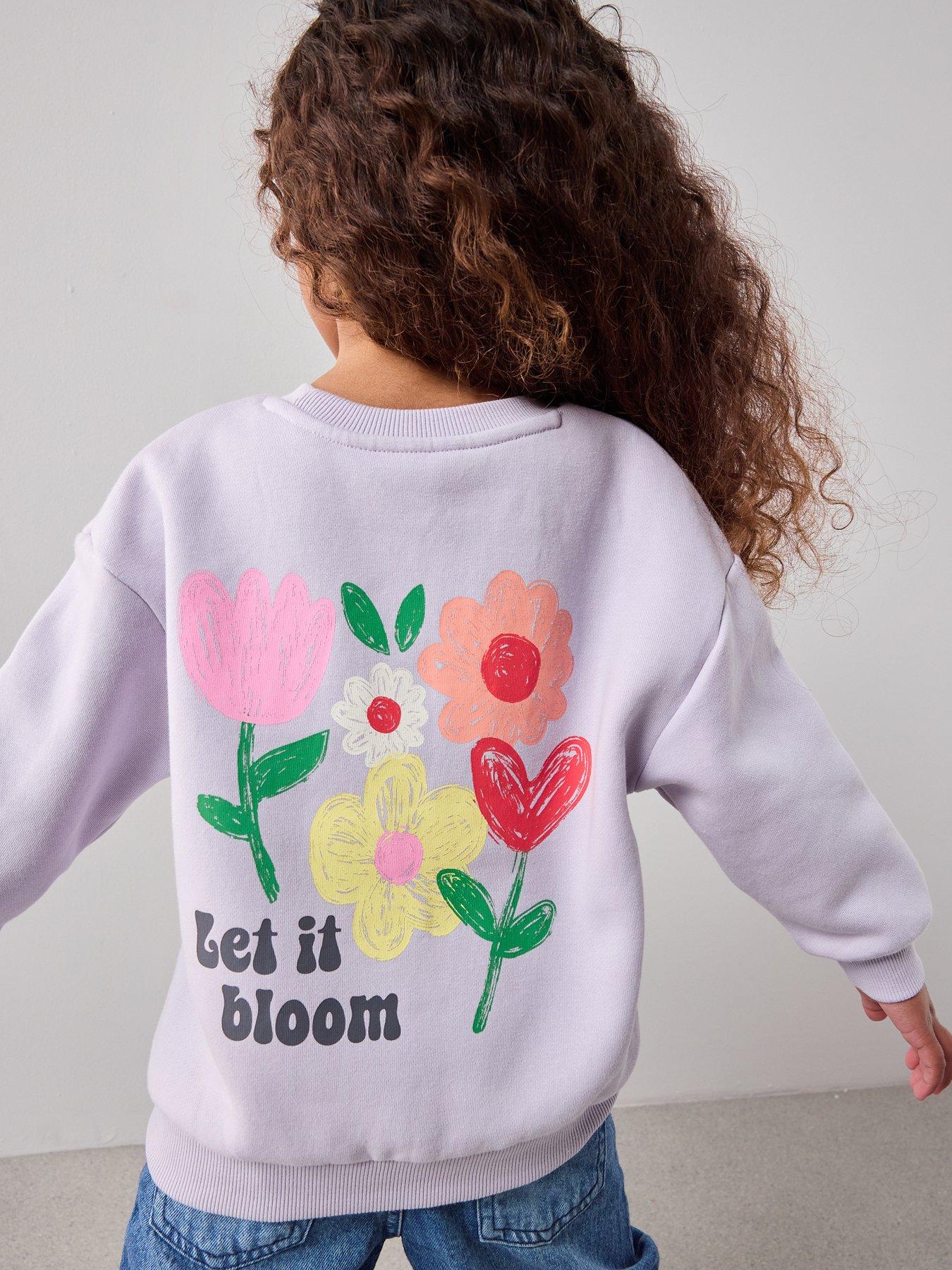 Image 2 of 6 of The Very Collection Girls Back Print Floral Sweat