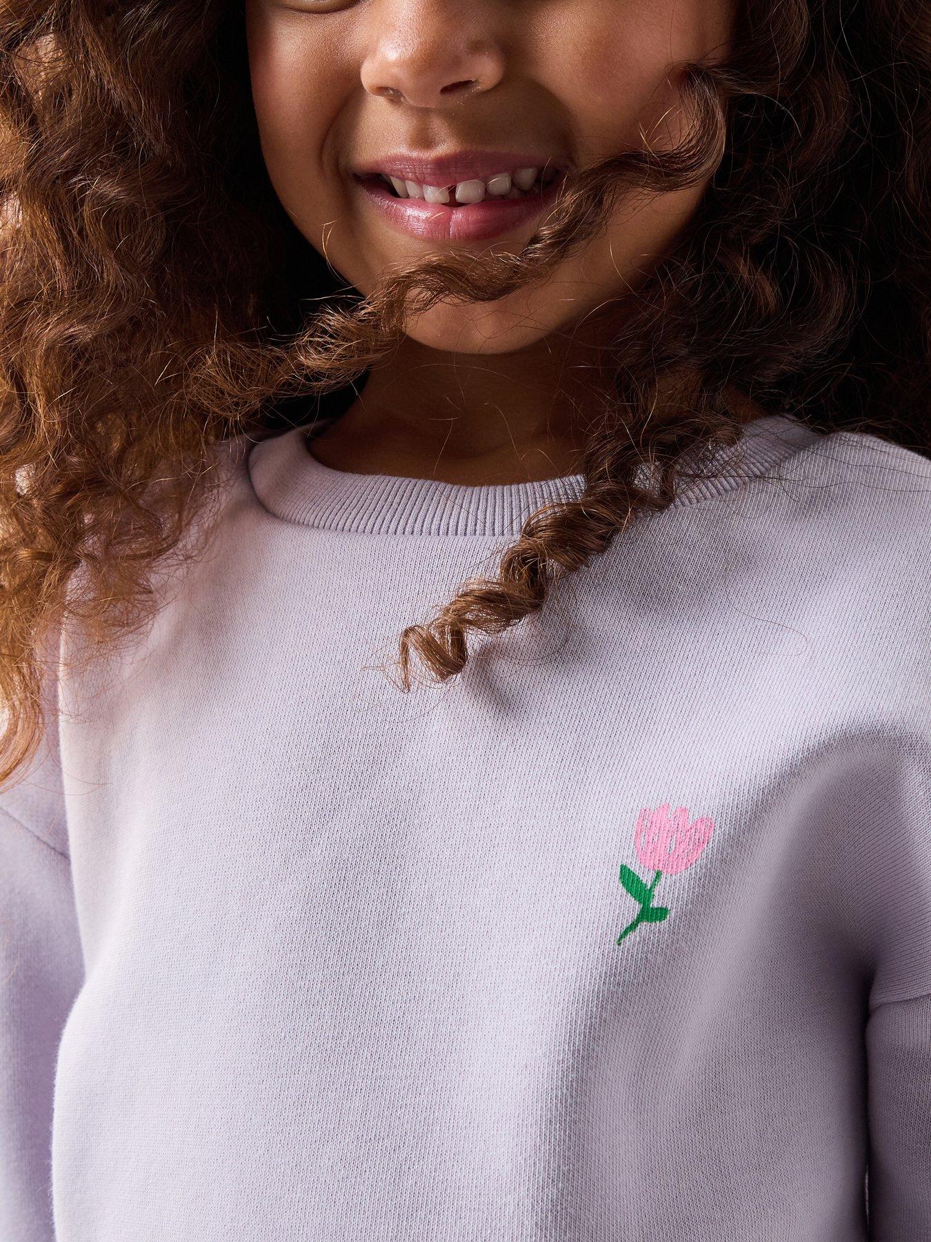 Image 4 of 6 of The Very Collection Girls Back Print Floral Sweat
