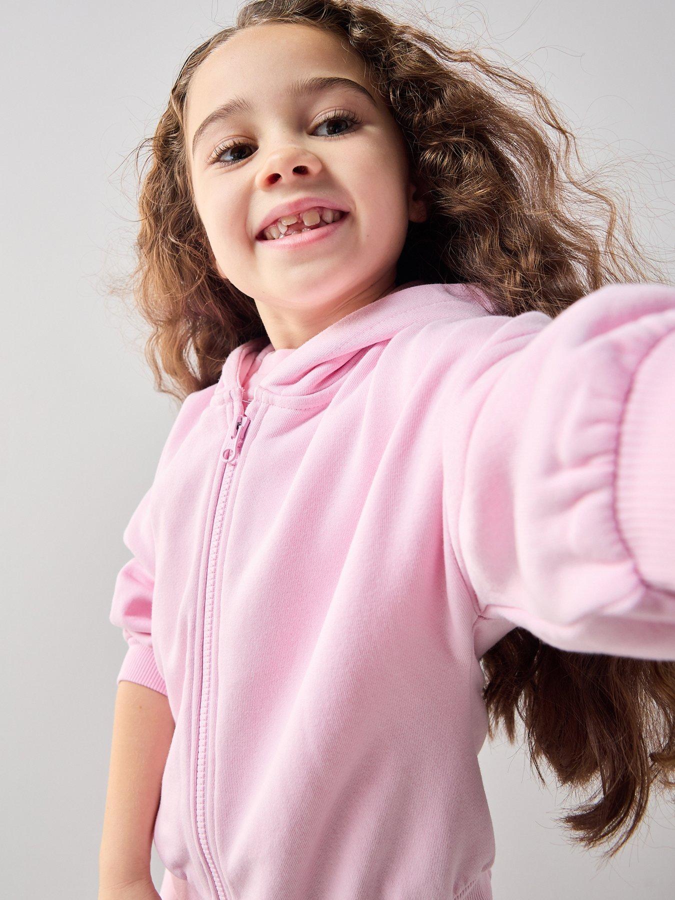 Image 4 of 7 of The Very Collection Girls Cotton Rich Zip Up Hoody Pink - (9-12months/6-7 Years)
