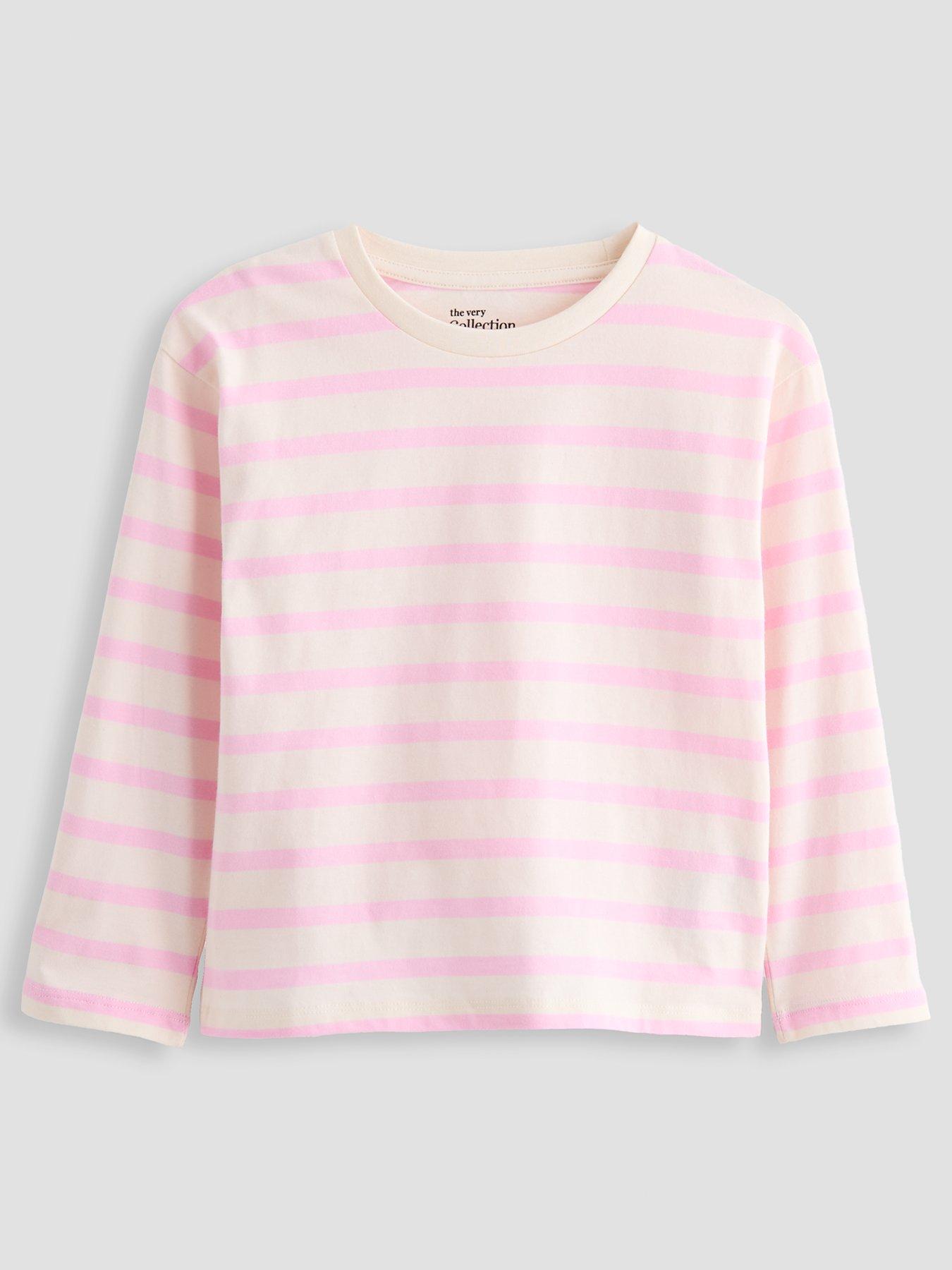 Image 2 of 3 of The Very Collection Girls 2 Pack Stripe Long Sleeve Tops - Print