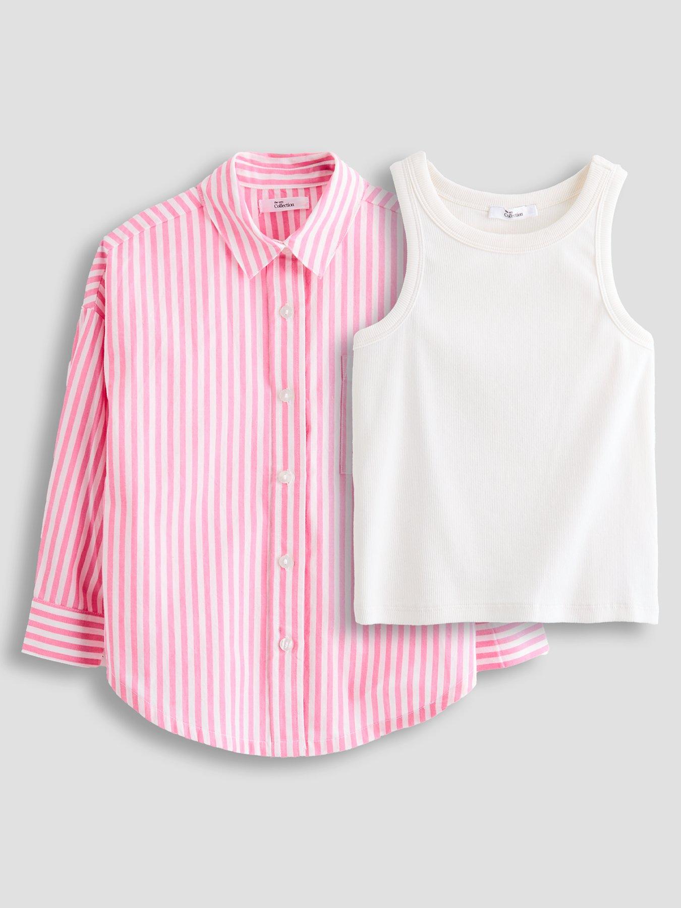 The Very Collection Girls Shirt With Vest Set - Pink