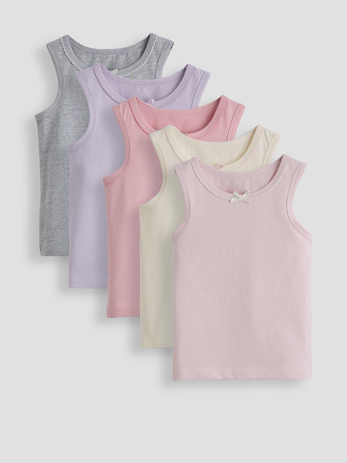 the-very-collection-girls-5-pack-plain-vests-with-front-bow-detail-multifront