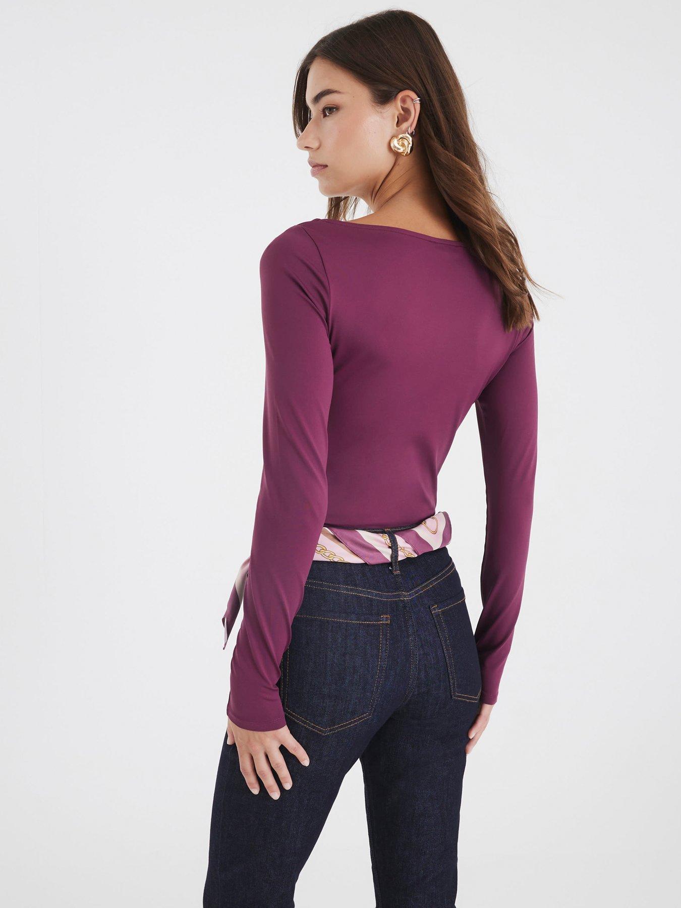 river-island-long-sleeve-polyamide-ruched-drape-top-purplestillFront