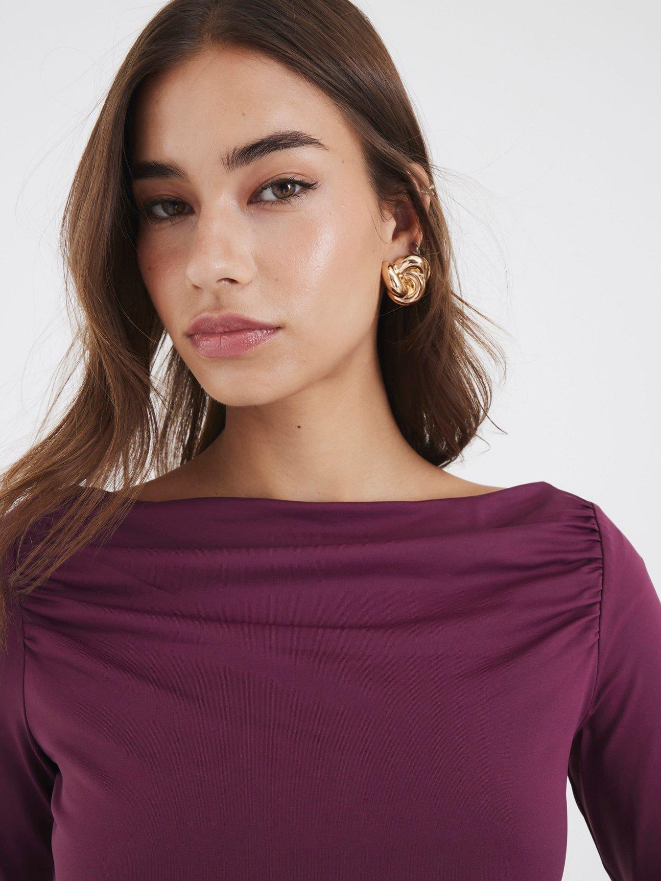 river-island-long-sleeve-polyamide-ruched-drape-top-purpleoutfit