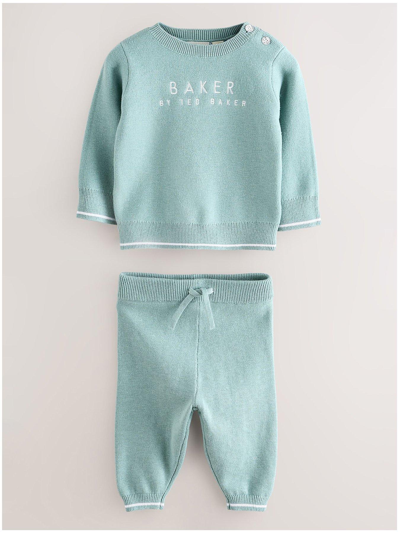 Image 1 of 6 of Ted Baker Baby Boys Knitted Top &amp; Jogger Set - Green