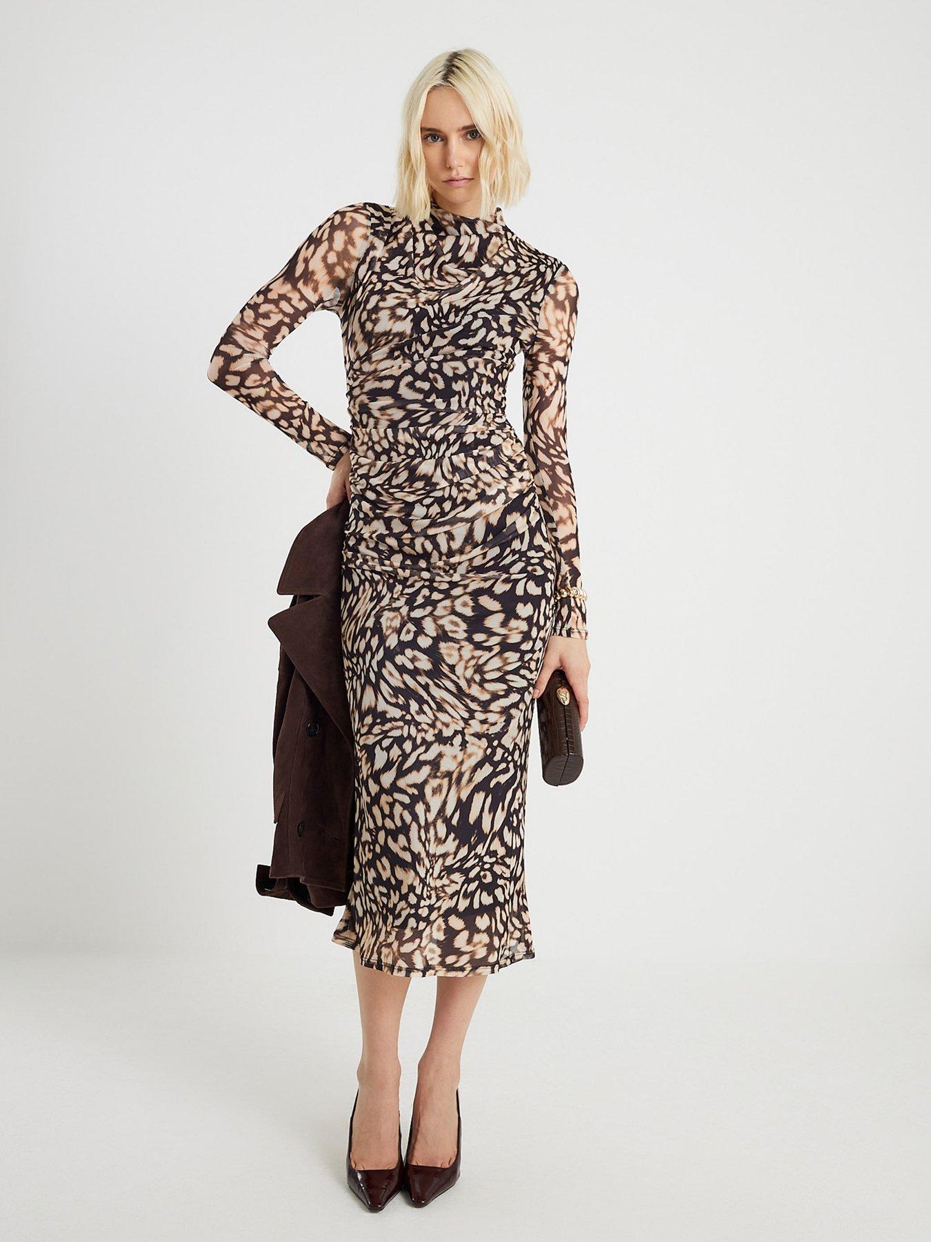 river-island-long-sleeve-animal-print-midi-dress-black