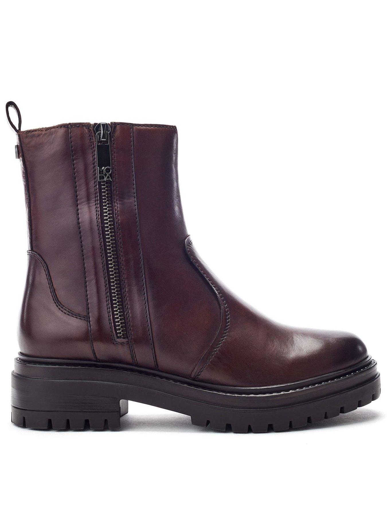 moda-in-pelle-chunky-side-zip-short-boot--dark-brown
