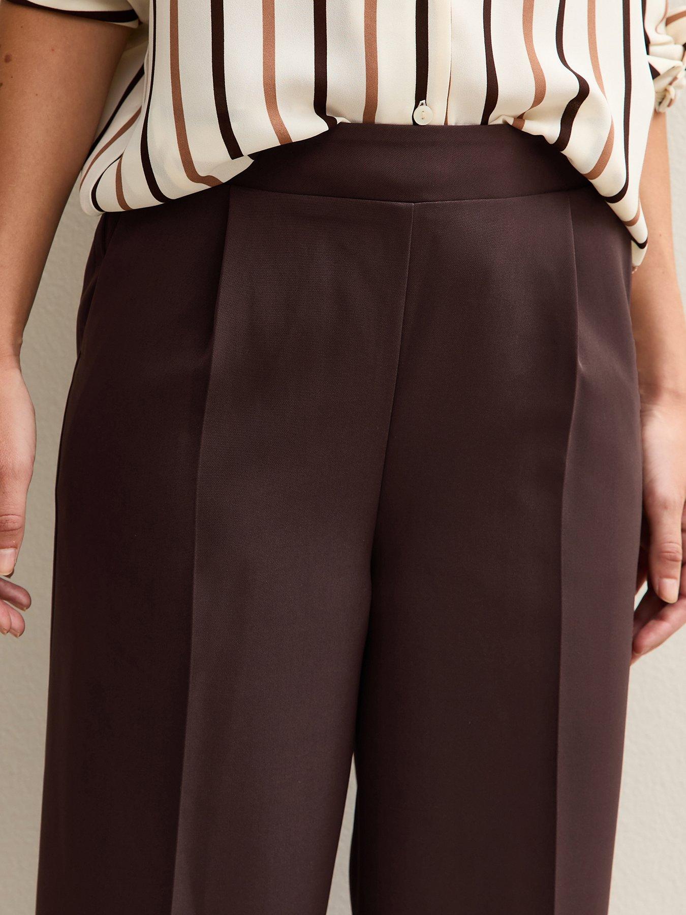 Image 4 of 5 of New Look Pull On Wide Leg Trousers - Brown