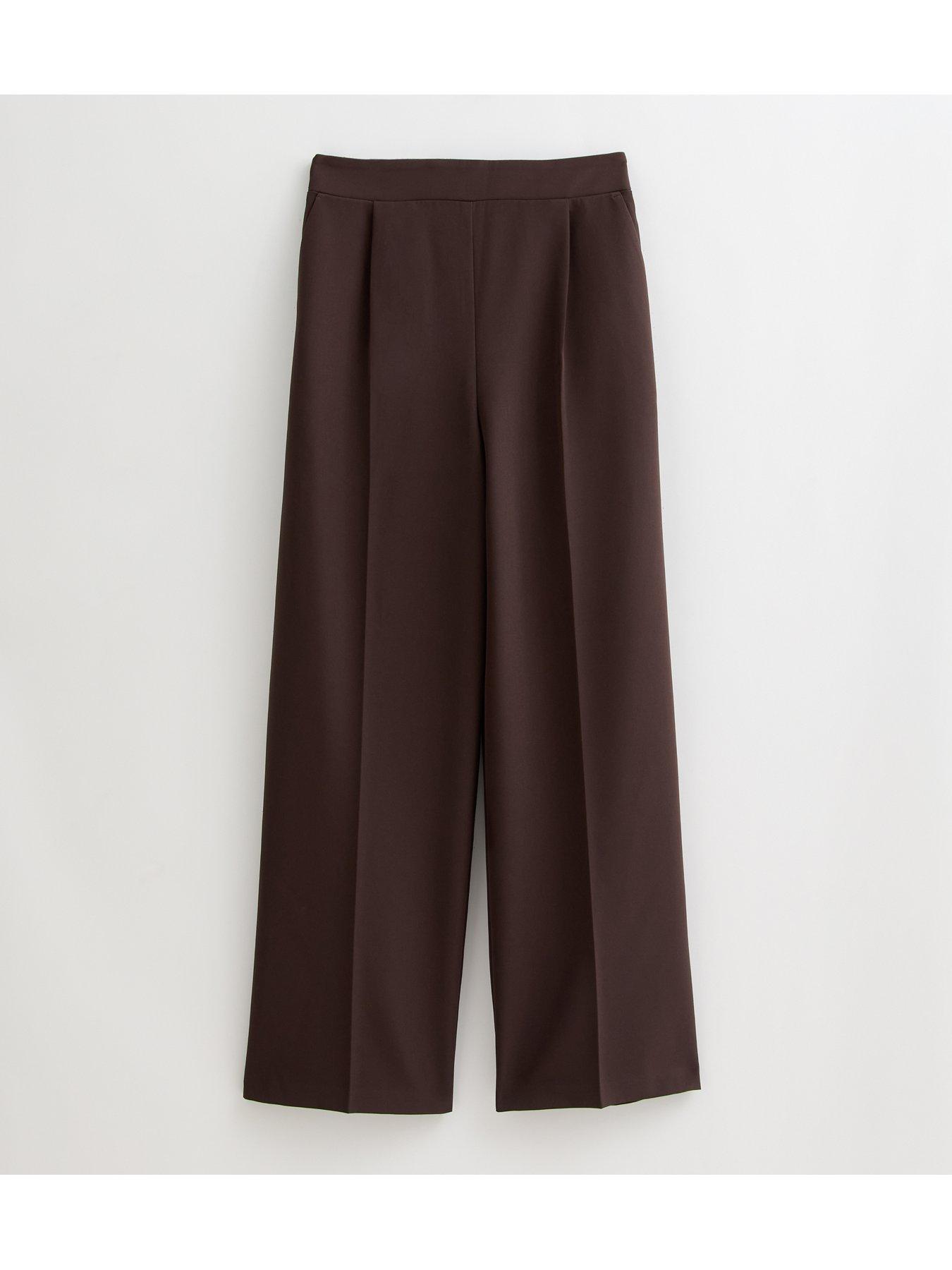 Image 5 of 5 of New Look Pull On Wide Leg Trousers - Brown